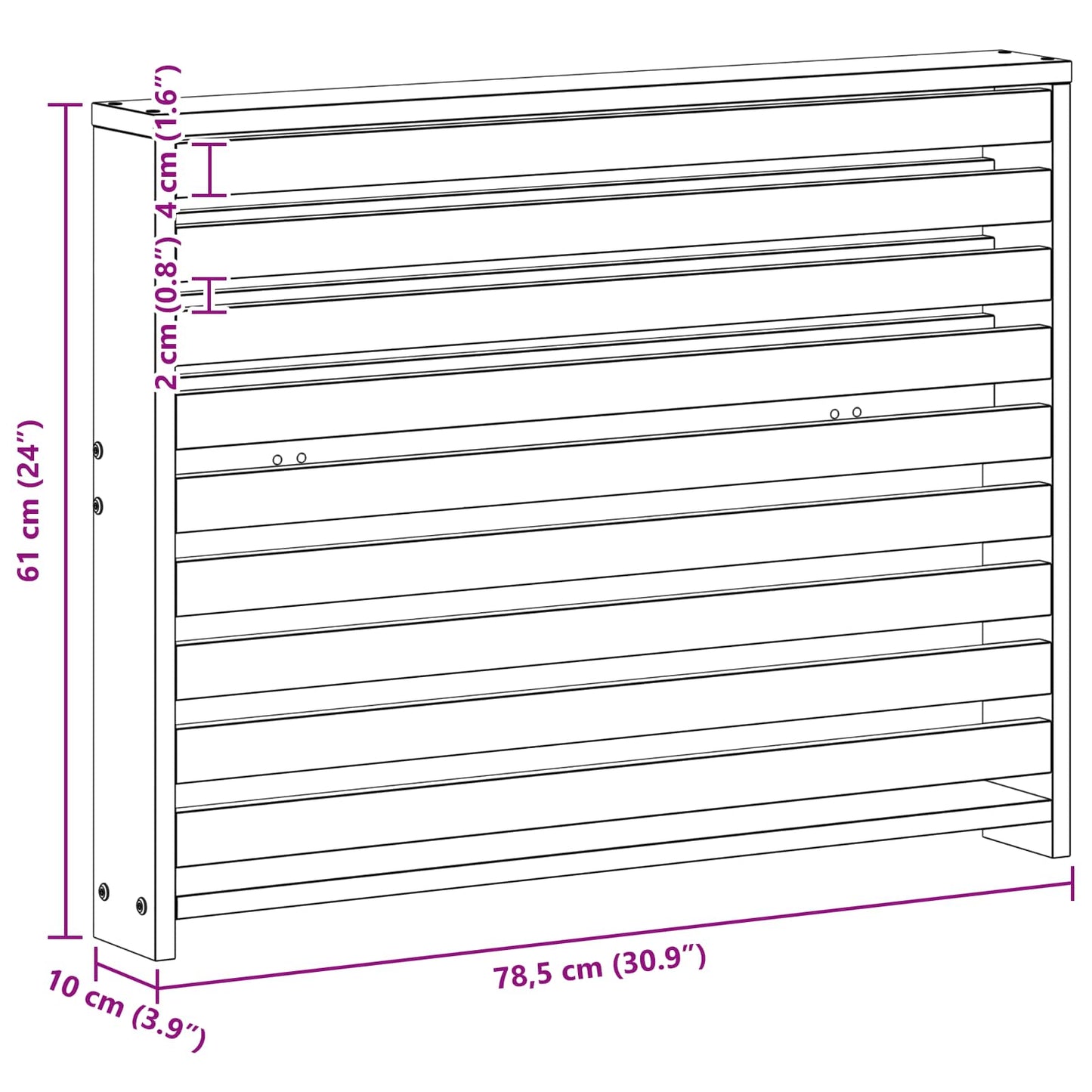 Armlænsmodul 2 pcs Hvid 78,5 x 10 x 61 cm Massivt Akacietræ