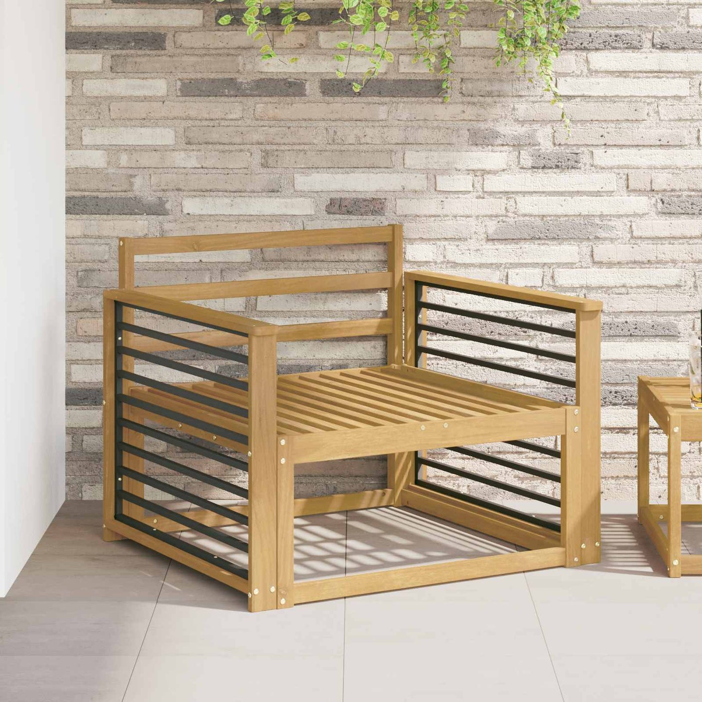 Armlænsmodul 2 pcs Hvid 80 x 6 x 61 cm Massivt Akacietræ