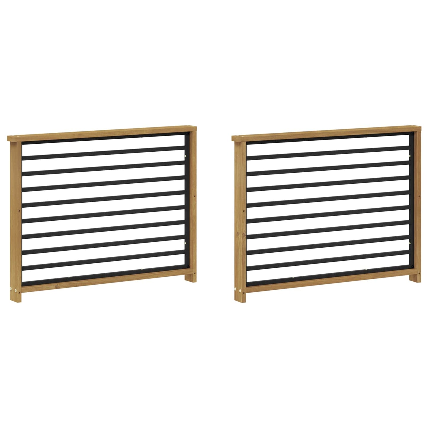 Armlænsmodul 2 pcs Hvid 80 x 6 x 61 cm Massivt Akacietræ