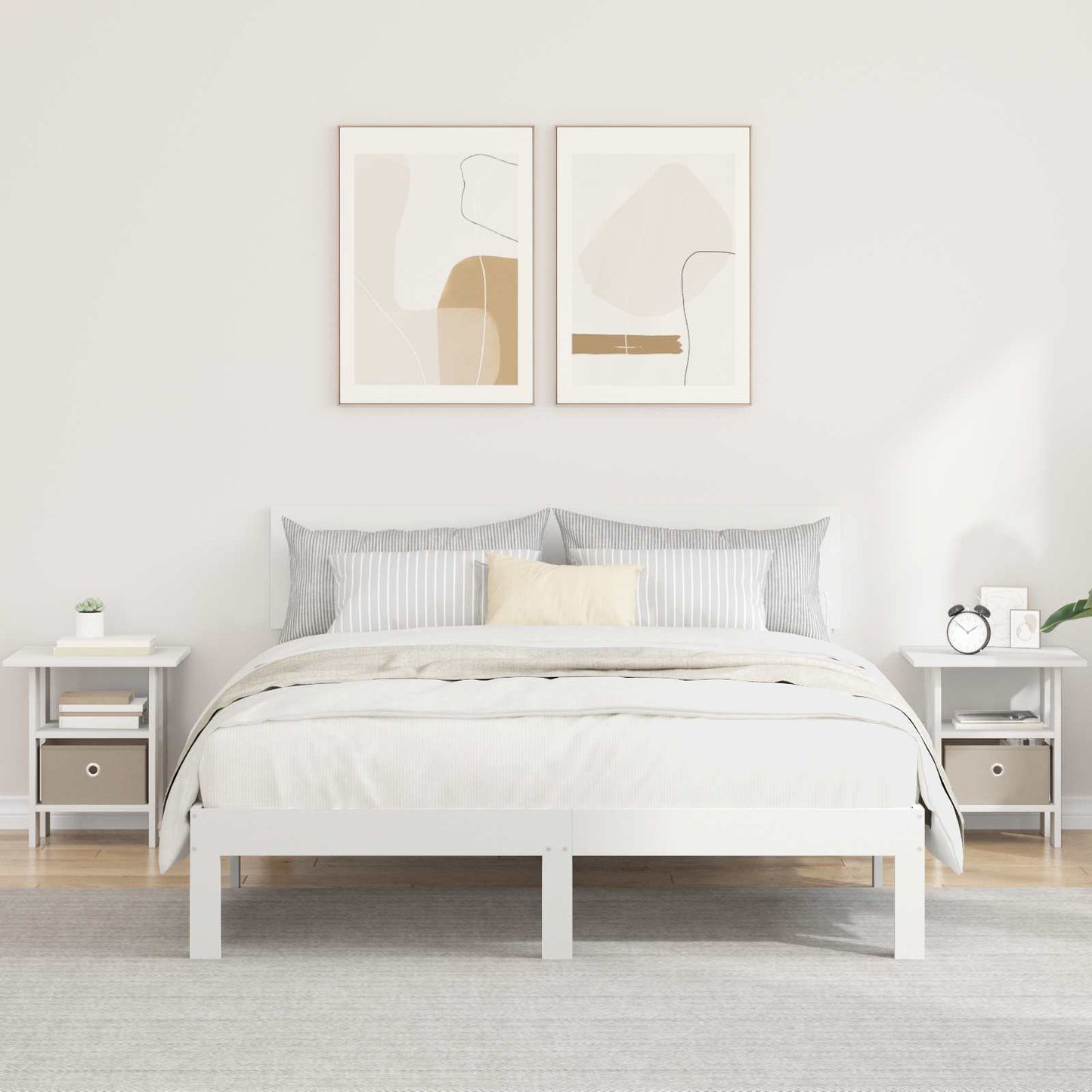 Sengebord med skuffe 2 pcs Hvid 41 x 40 x 45 cm Konstrueret træ