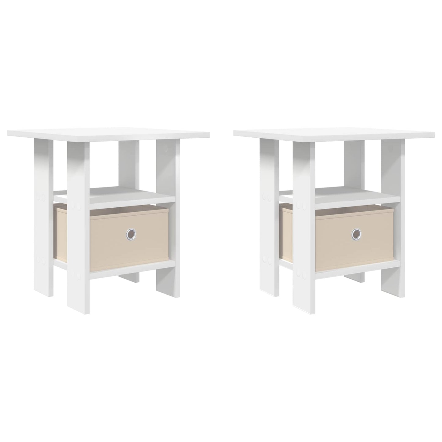 Sengebord med skuffe 2 pcs Hvid 41 x 40 x 45 cm Konstrueret træ
