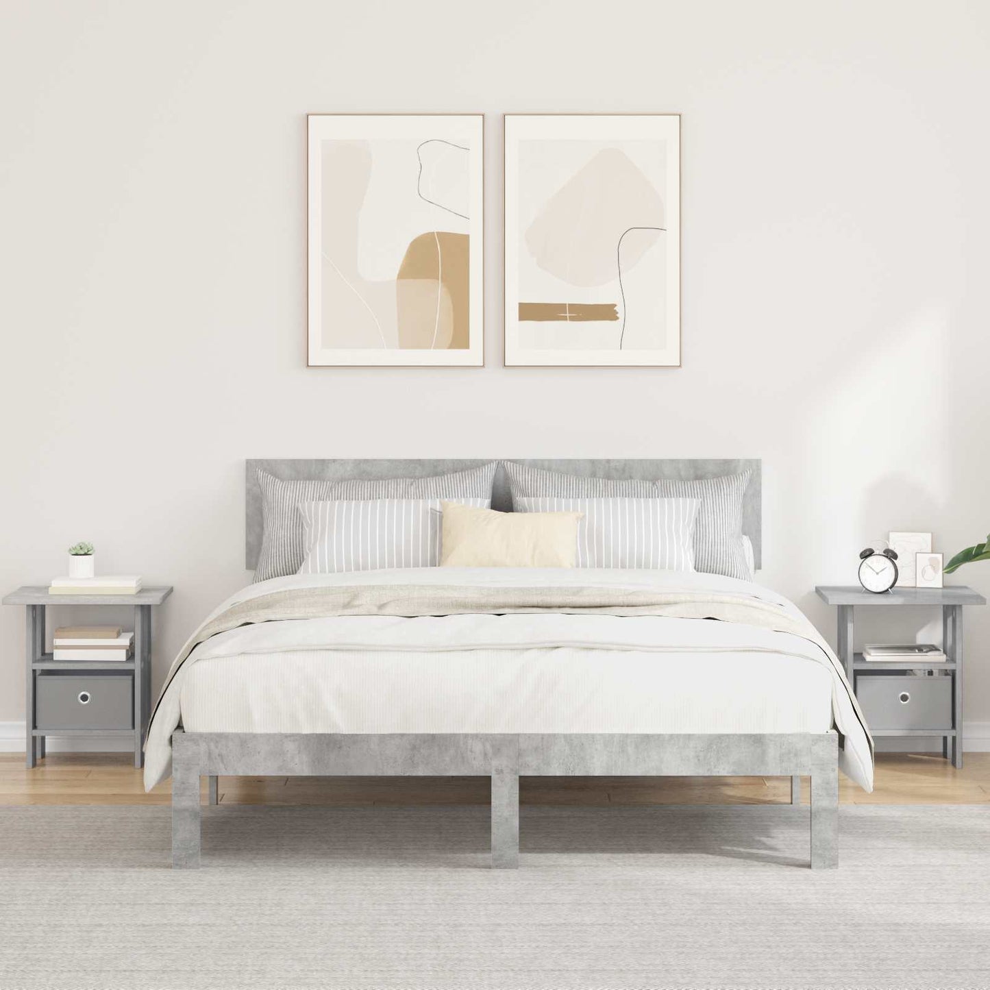 Sengebord 2 pcs Beton Grå 41 x 40 x 45 cm Konstrueret træ
