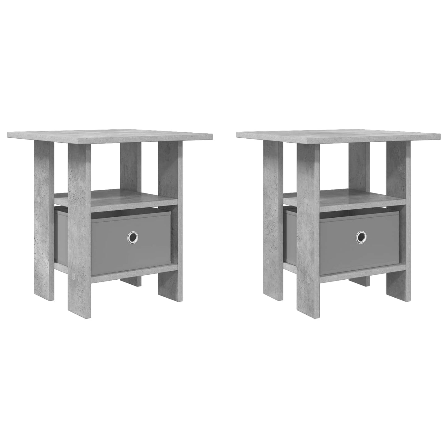 Sengebord 2 pcs Beton Grå 41 x 40 x 45 cm Konstrueret træ