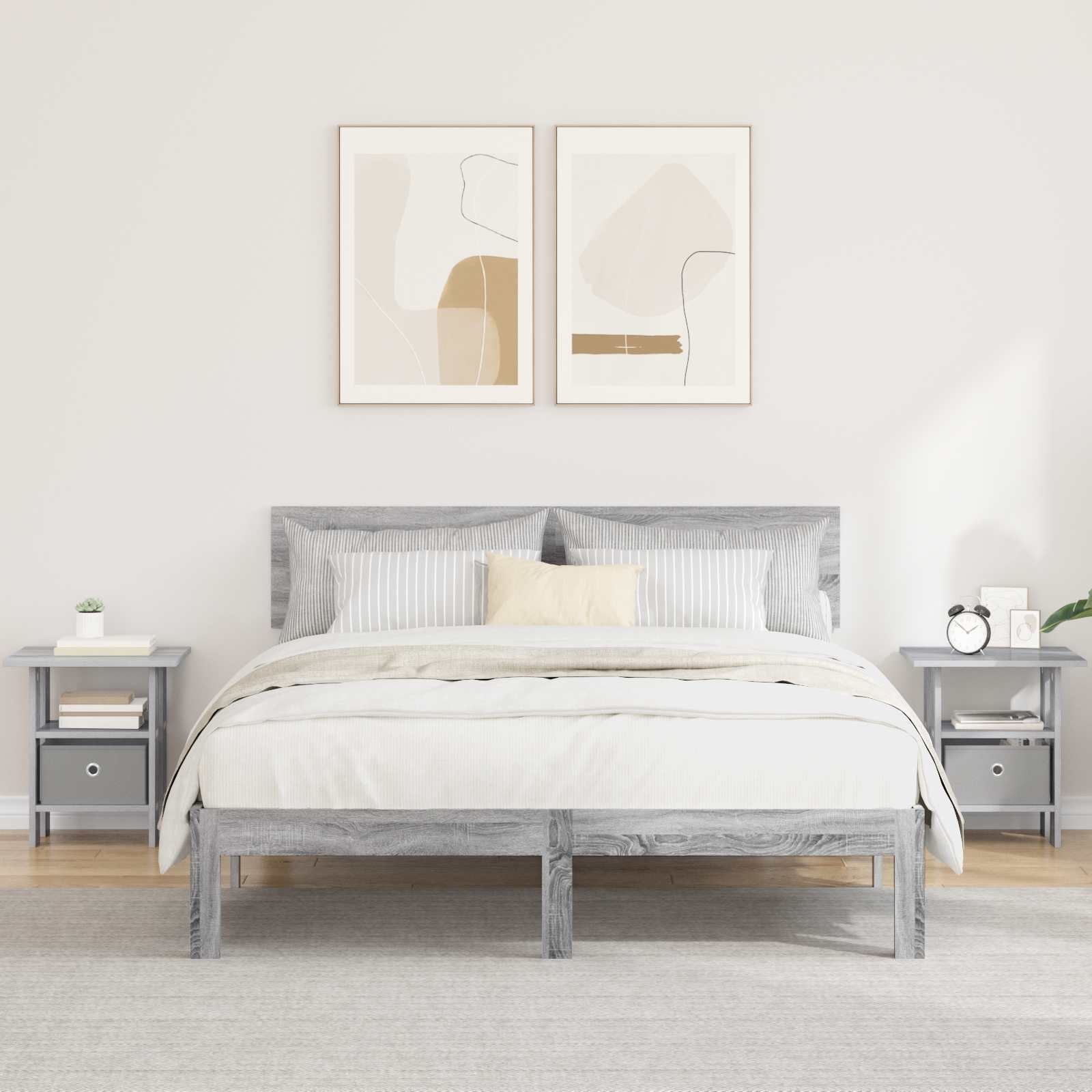 Sengebord 2 pcs Grå Sonoma 41 x 40 x 45 cm Konstrueret træ billede