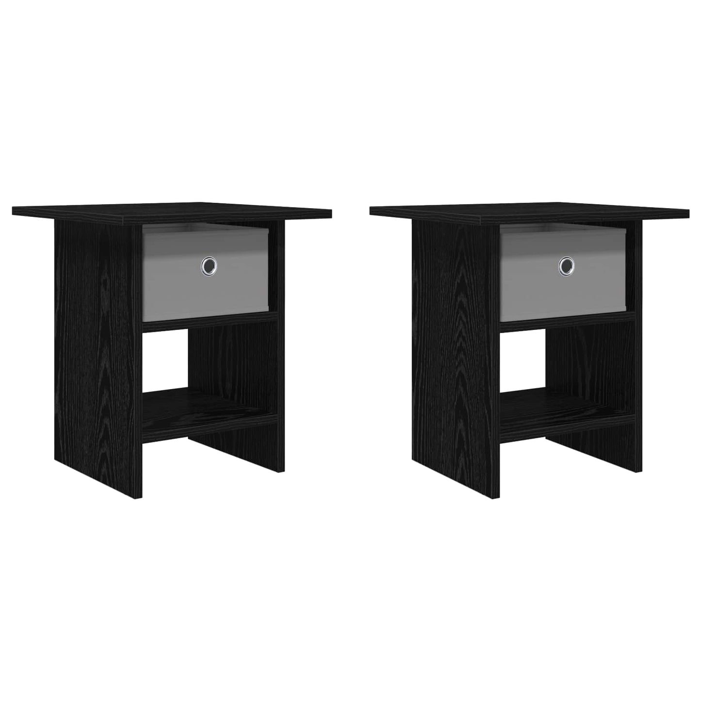Sengebord 2 pcs Sort eg 41 x 40 x 45 cm Konstrueret træ