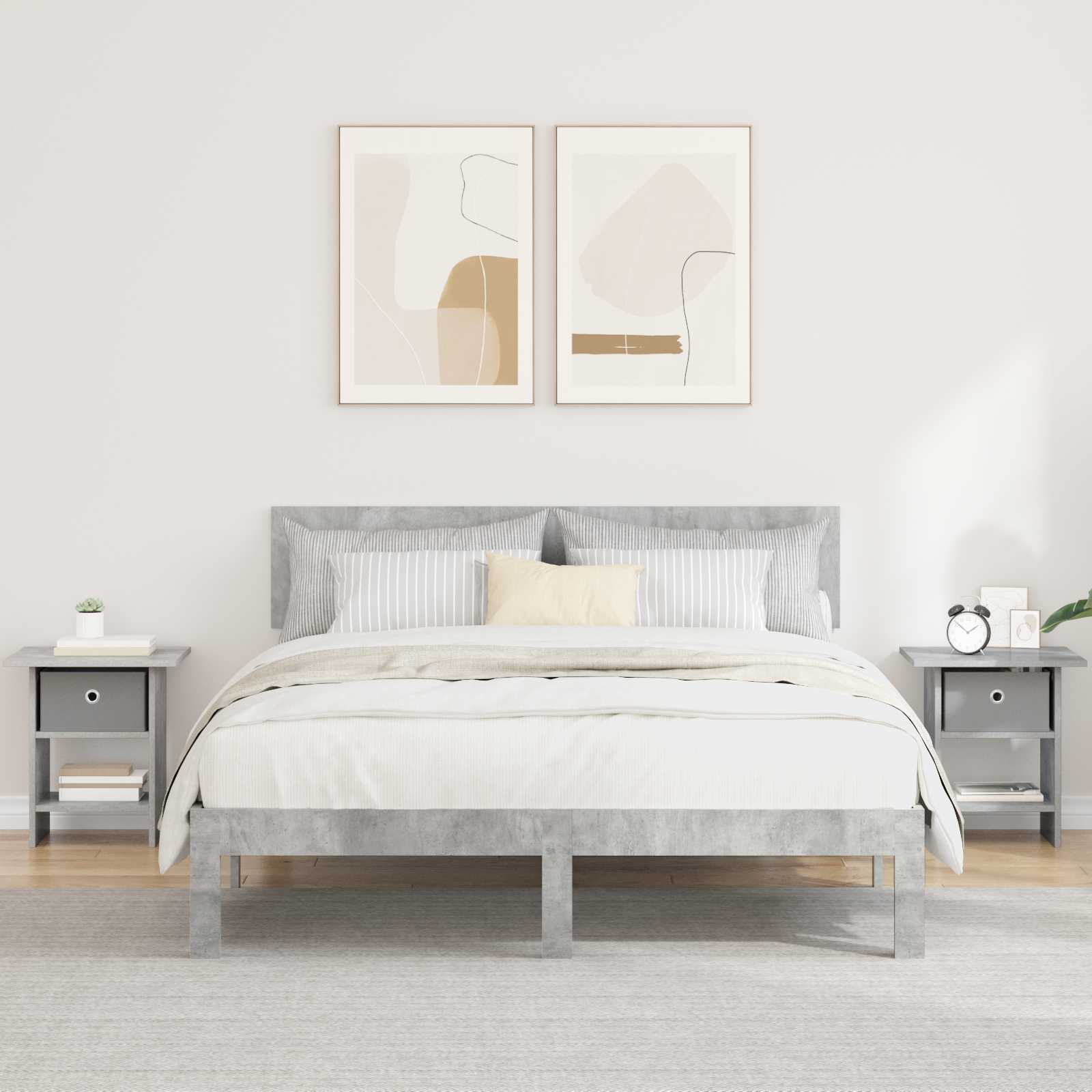 Sengebord 2 pcs Beton Grå 41 x 40 x 45 cm Konstrueret træ billede
