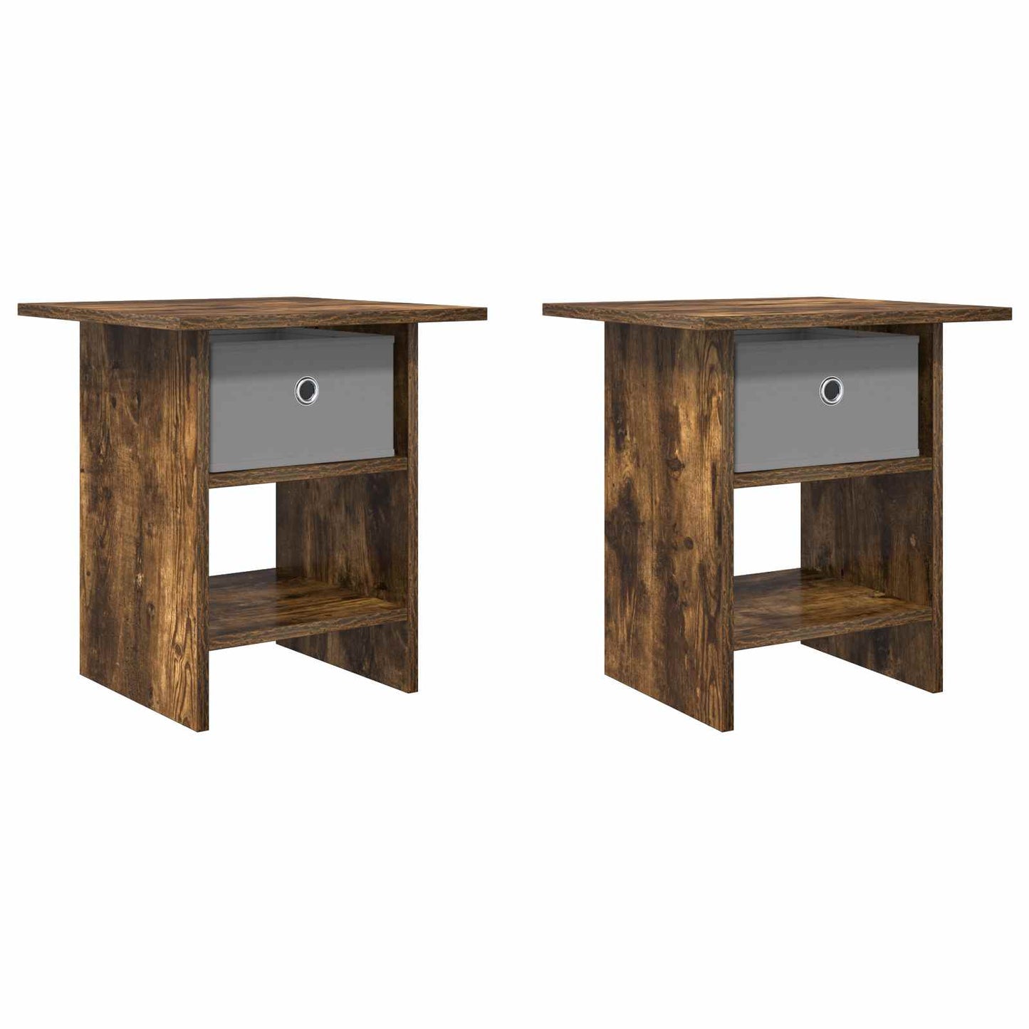 Sengebord 2 pcs Røget eg 41 x 40 x 45 cm Konstrueret træ