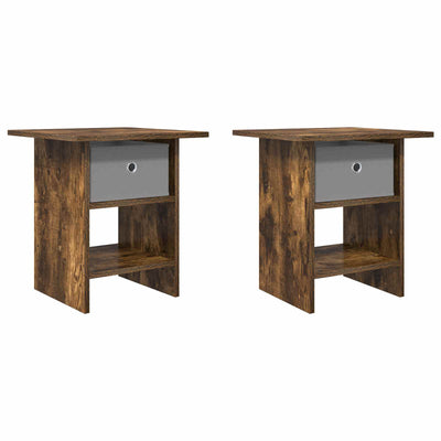 Sengebord 2 pcs Røget eg 41 x 40 x 45 cm Konstrueret træ