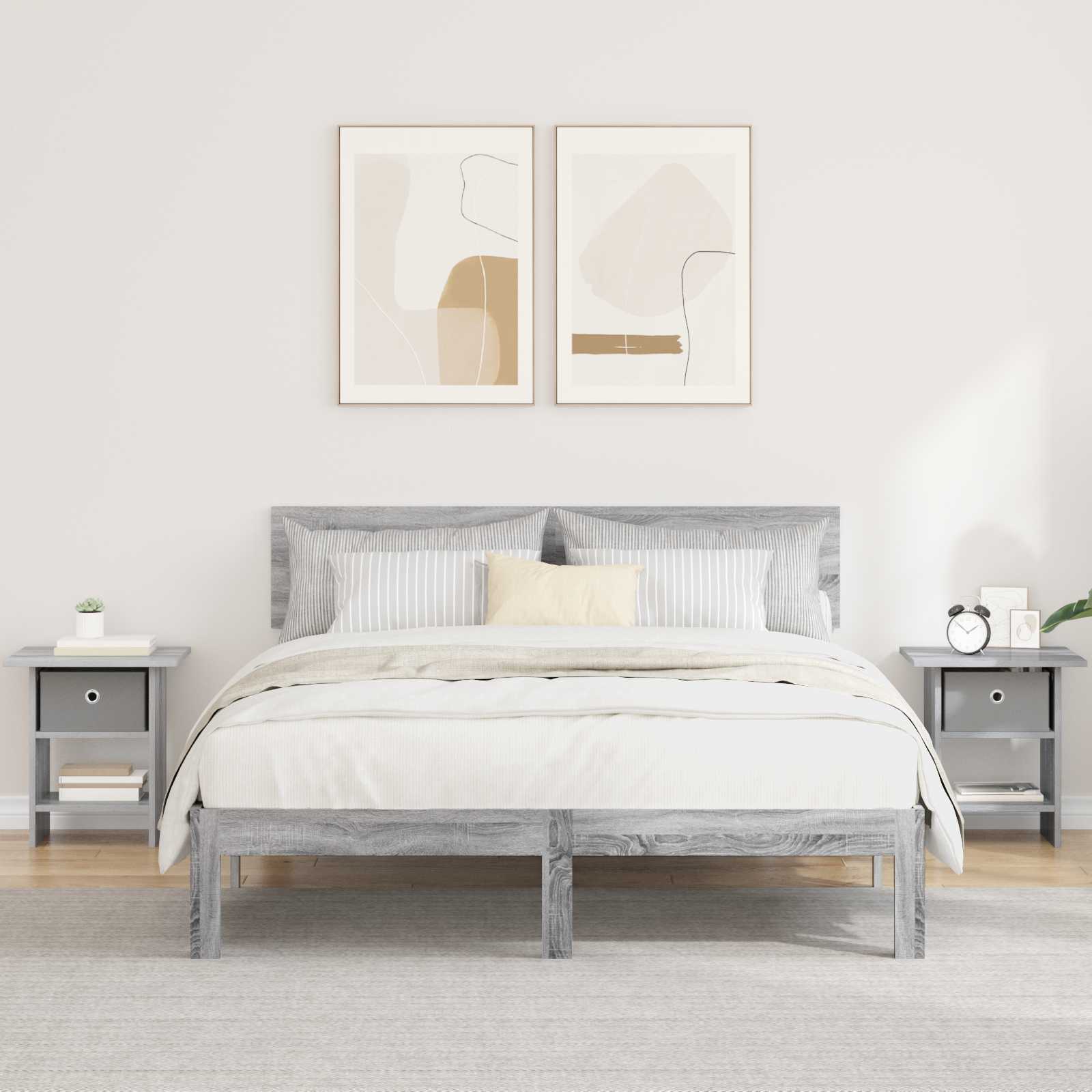 Sengebord 2 pcs Grå Sonoma 41 x 40 x 45 cm Konstrueret træ billede