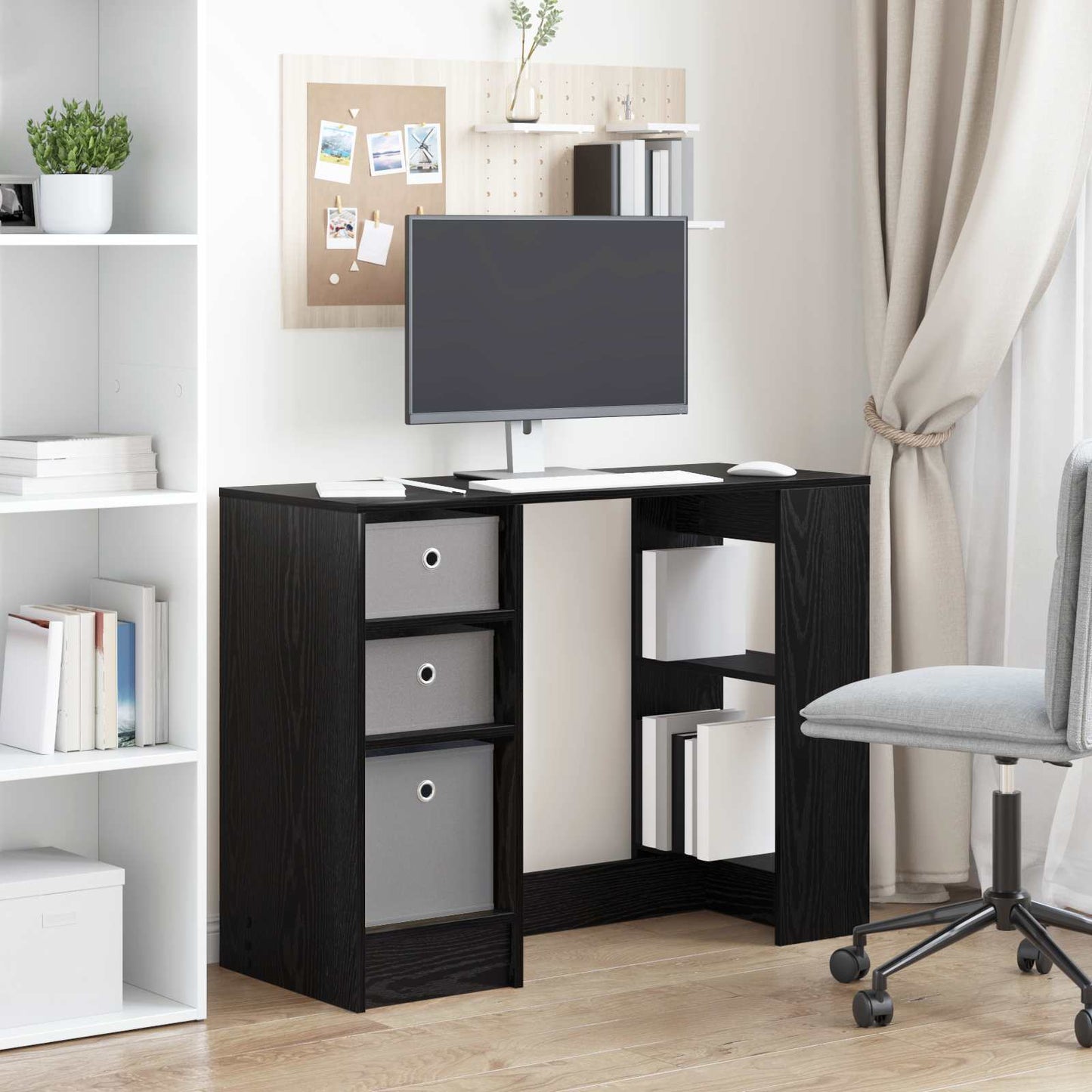 Bord med skuffe Sort eg 100 x 40 x 75 cm Konstrueret træ