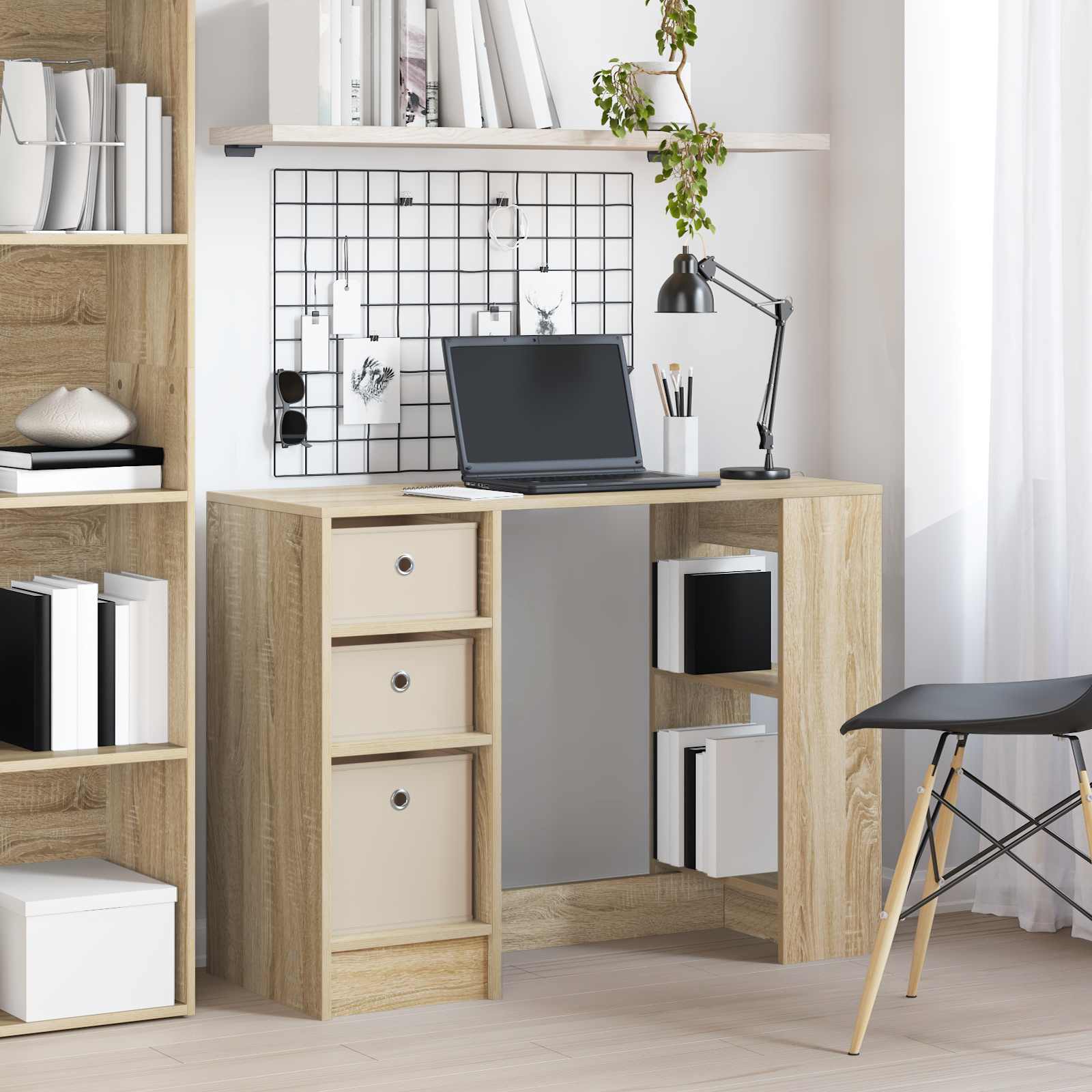 Skrivebord med skuffer - Sonoma eg, 100 × 40 × 75 cm, konstrueret træ
