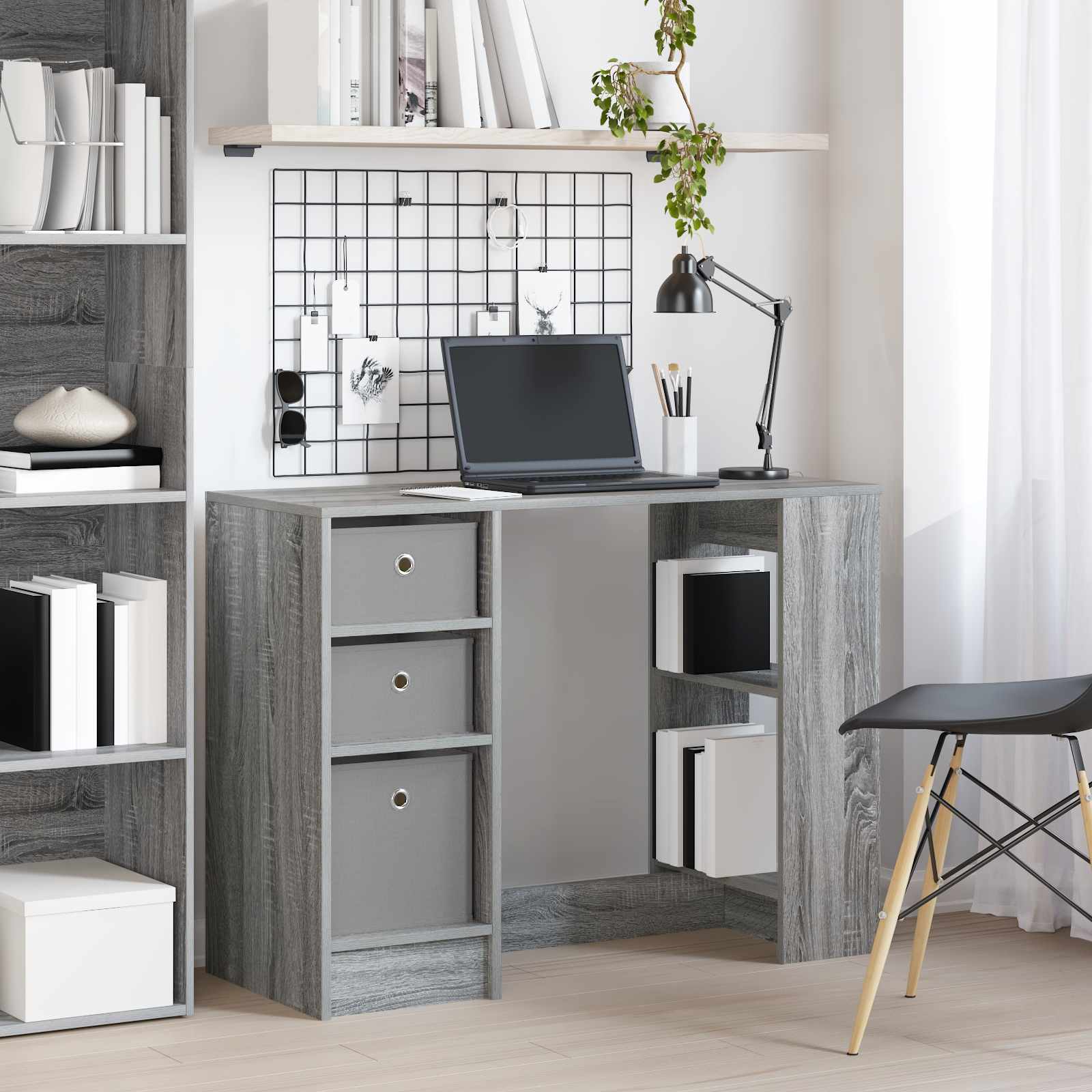 Skrivebord med skuffer - grå sonoma, 100 × 40 × 75 cm, konstrueret træ