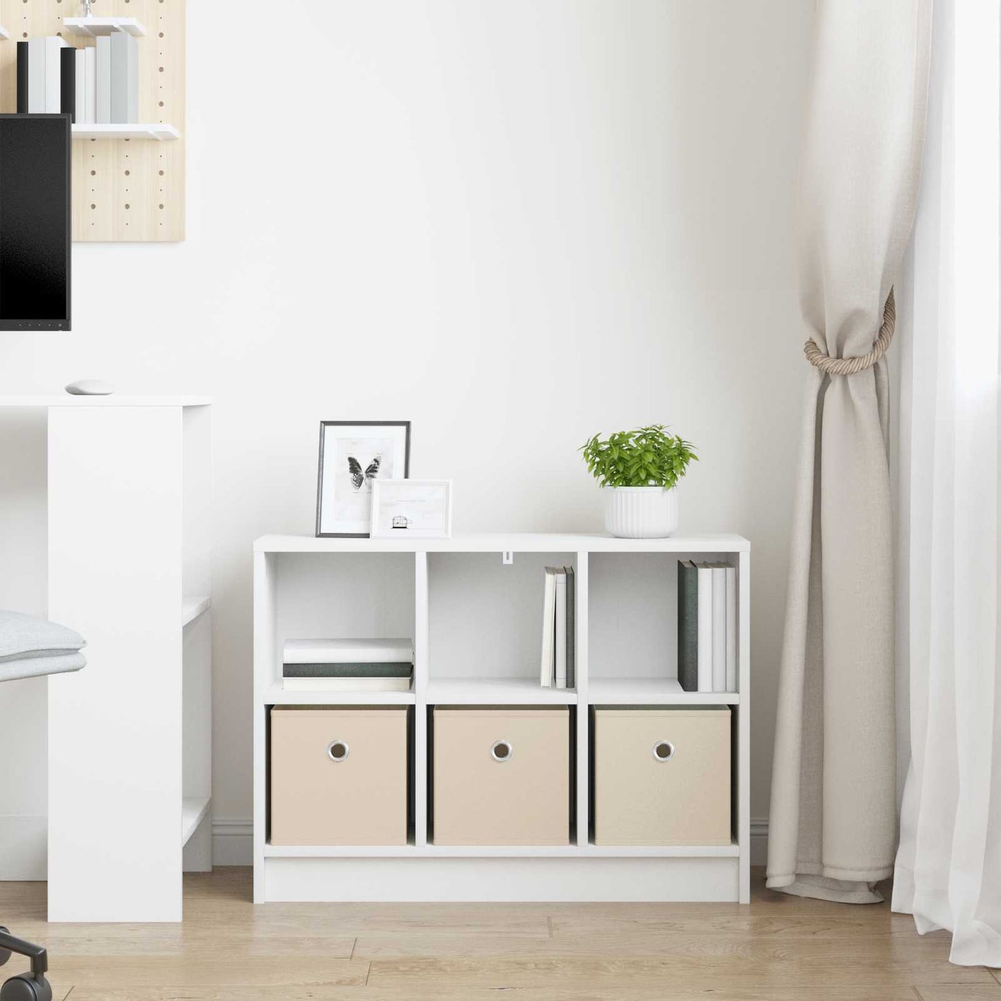 Sideboard med skuffe Hvid 73,5 x 22,5 x 53,5 cm