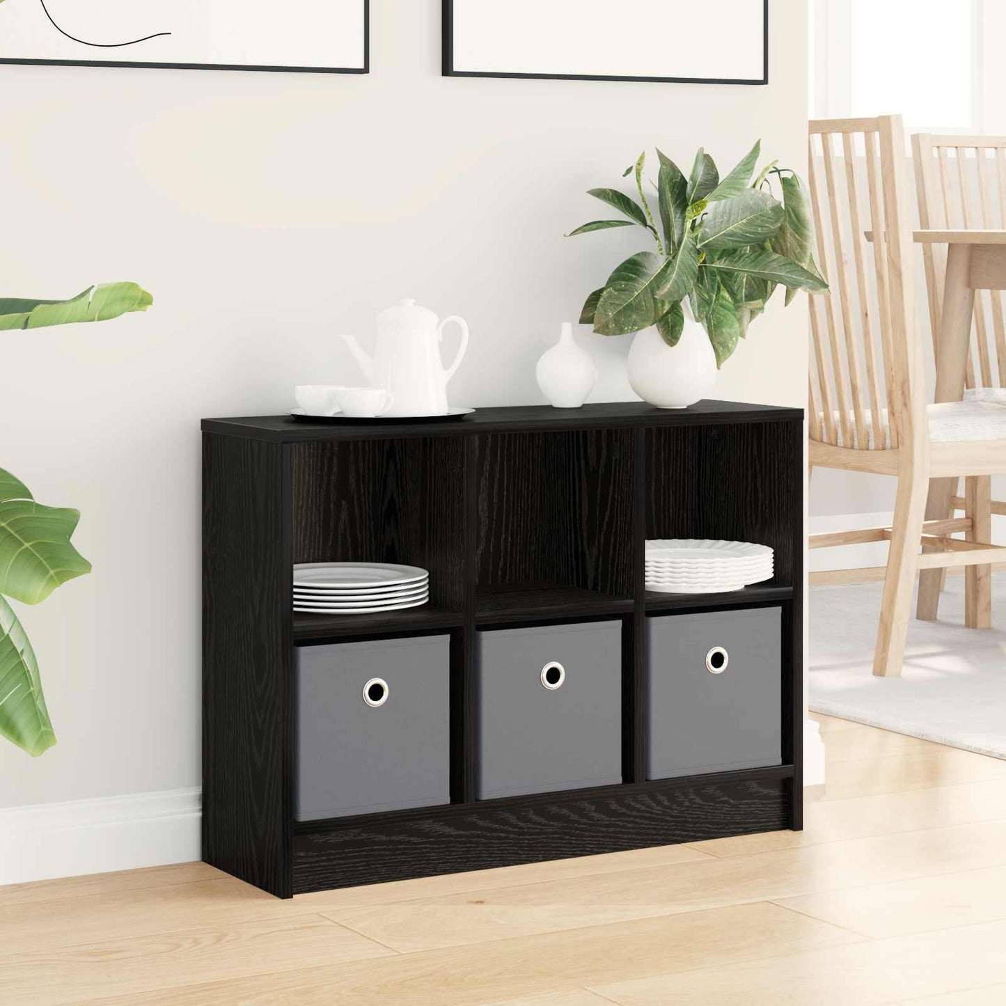 Sideboard med skuffe Sort eg 73,5 x 22,5 x 53,5 cm