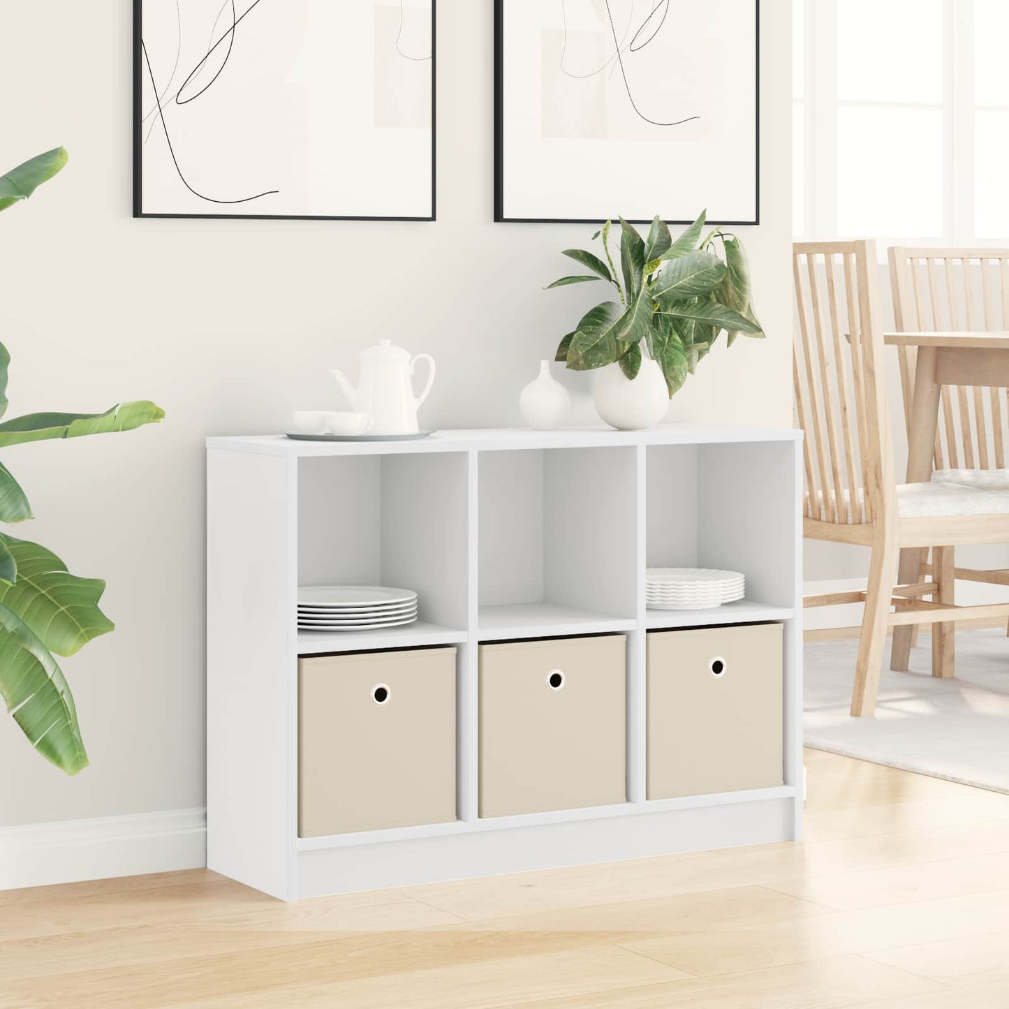 Sideboard med skuffe Hvid 88,5 x 27,5 x 63,5 cm