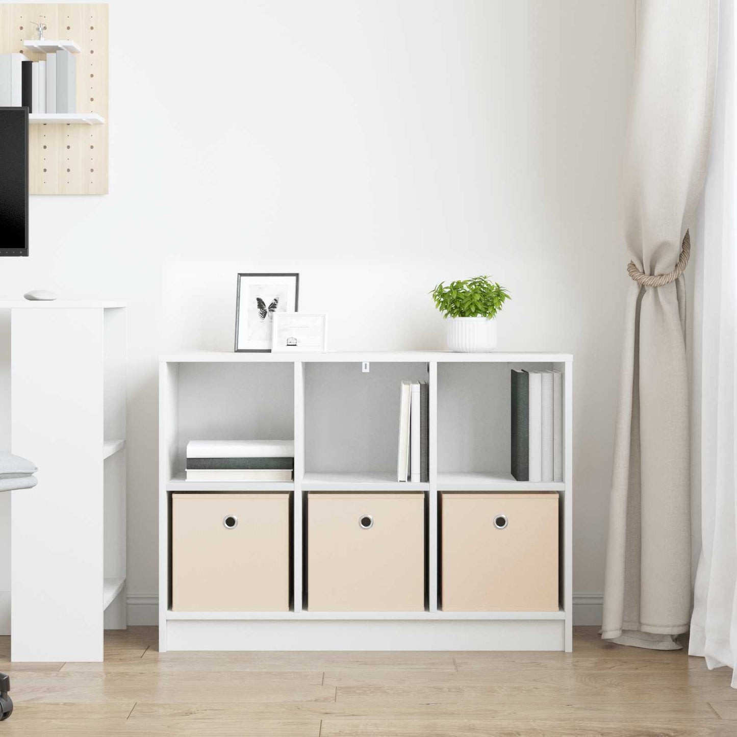 Sideboard med skuffe Hvid 88,5 x 27,5 x 63,5 cm
