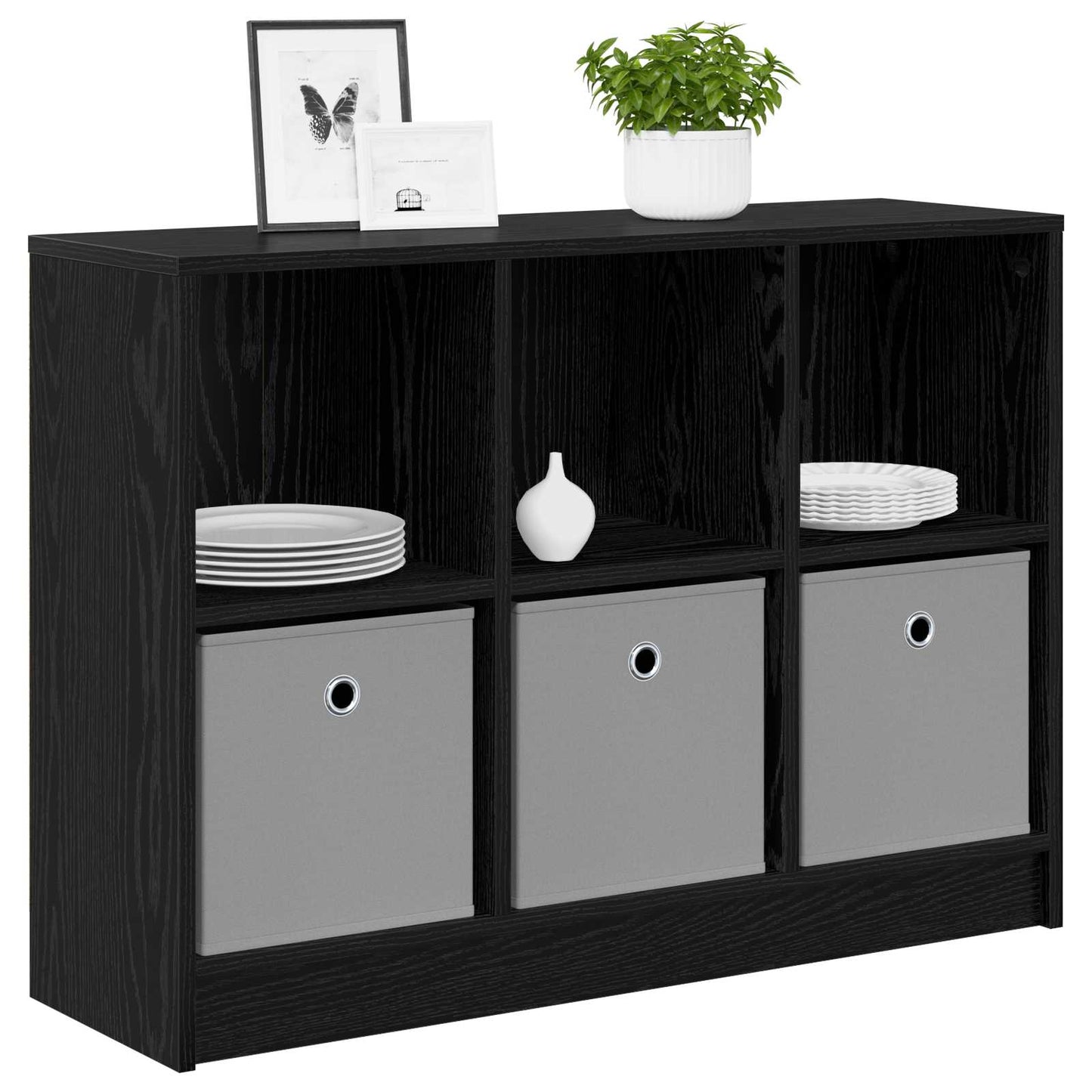 Sideboard med skuffe Sort eg 88,5 x 27,5 x 63,5 cm