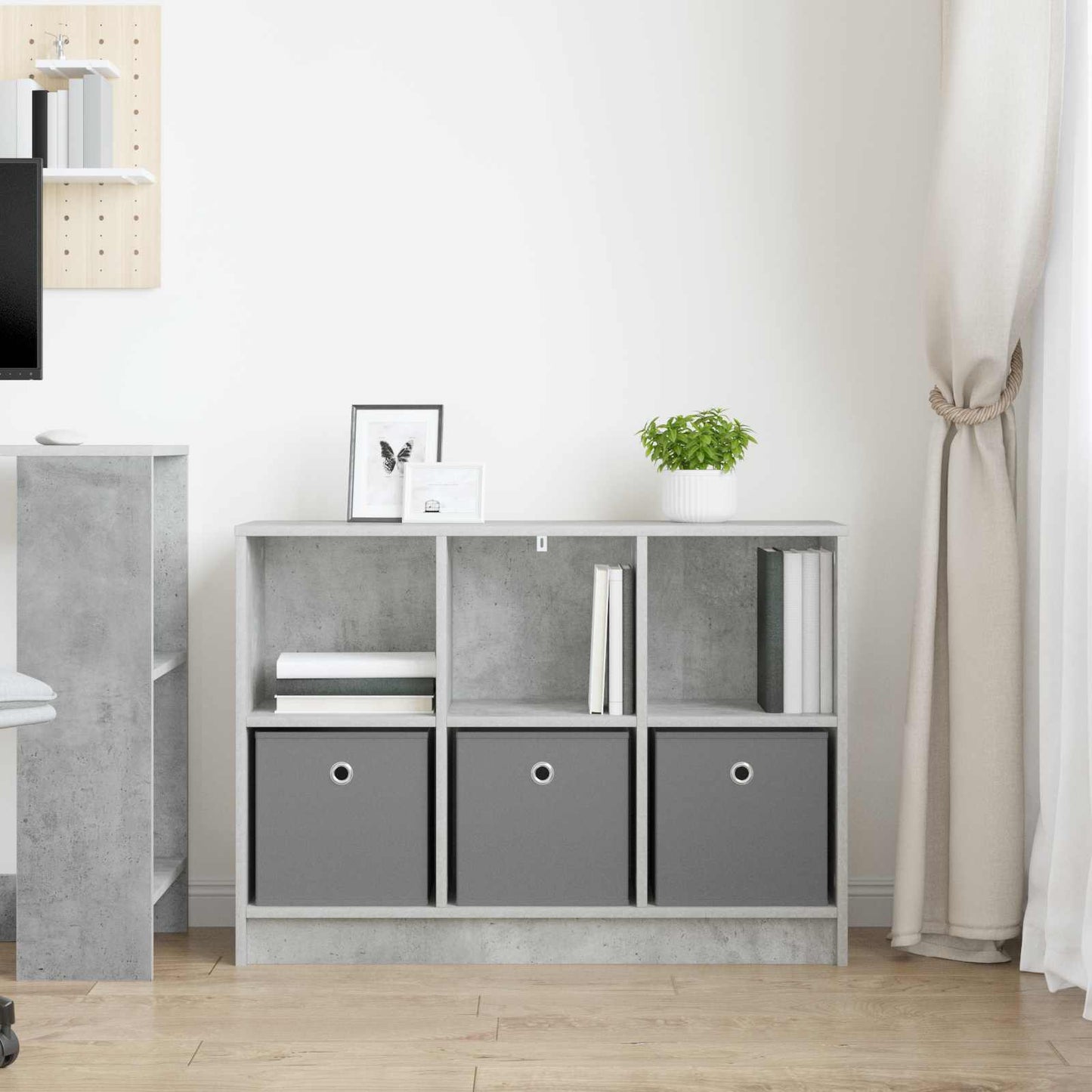 Sideboard med skuffe Beton Grå 88,5 x 27,5 x 63,5 cm