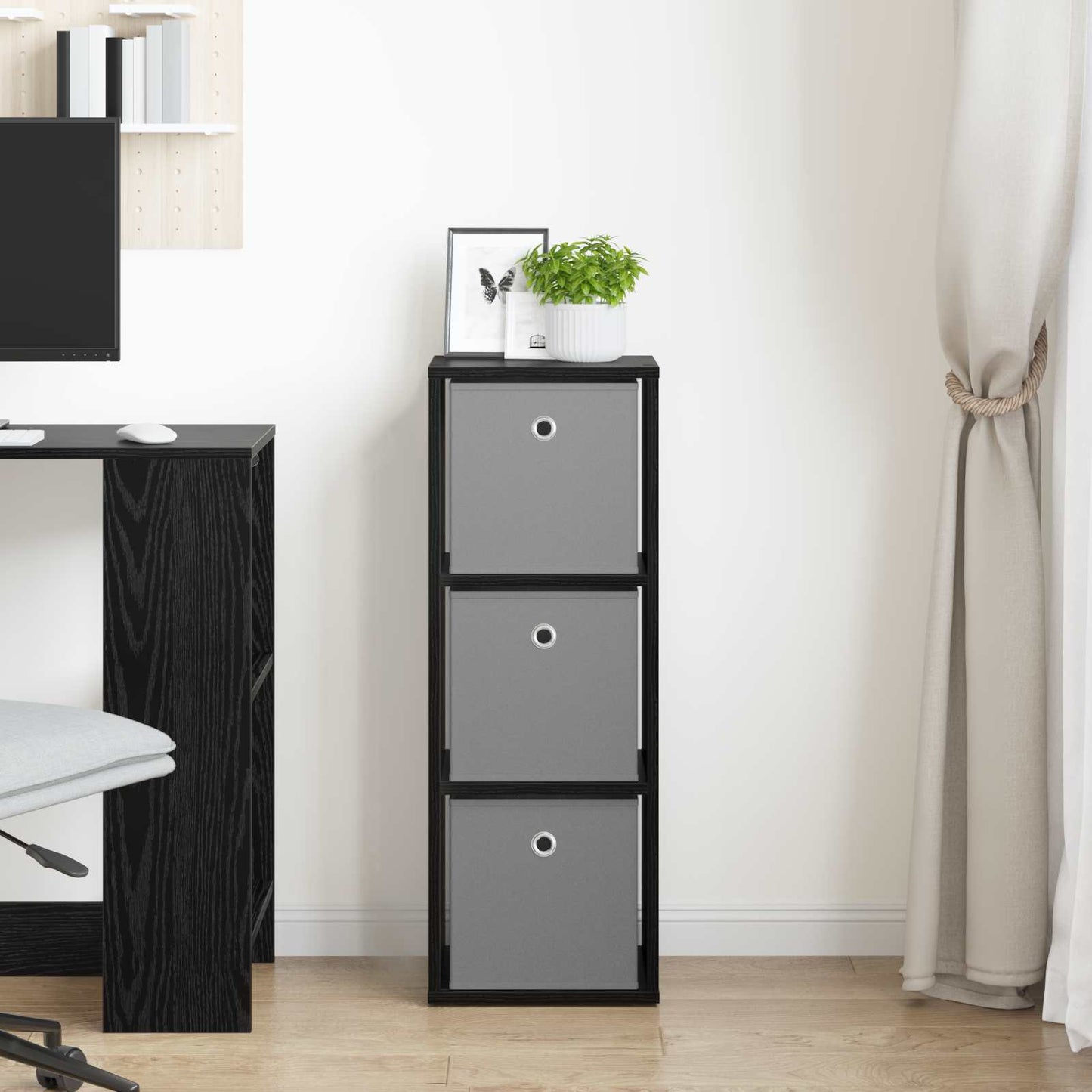 Sideboard med skuffe Sort eg 30,5 x 27 x 84,5 cm