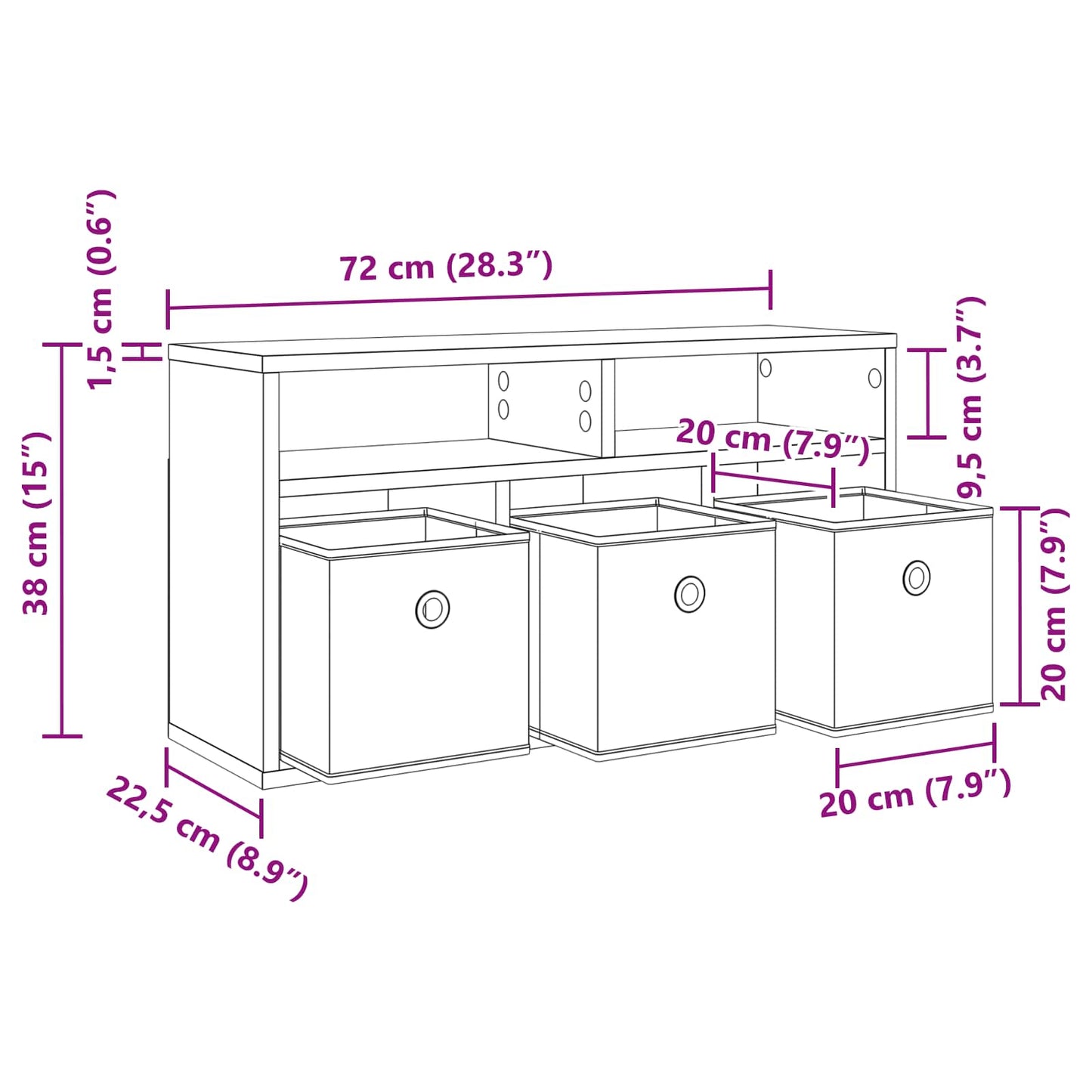 Lavbord med skuffe Sonoma eg 72 x 22,5 x 38 cm