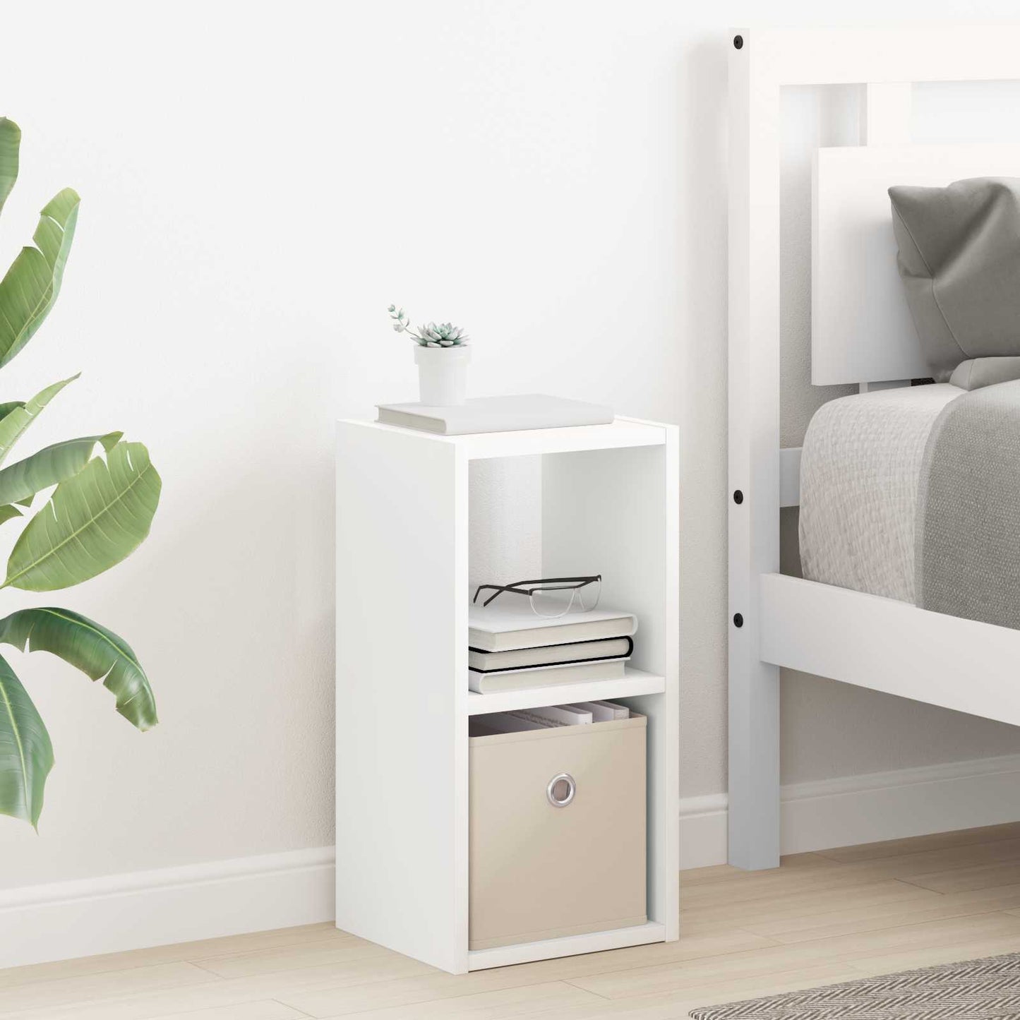 Sengebord 2 pcs Hvid 25,5 x 22 x 49,5 cm Konstrueret træ