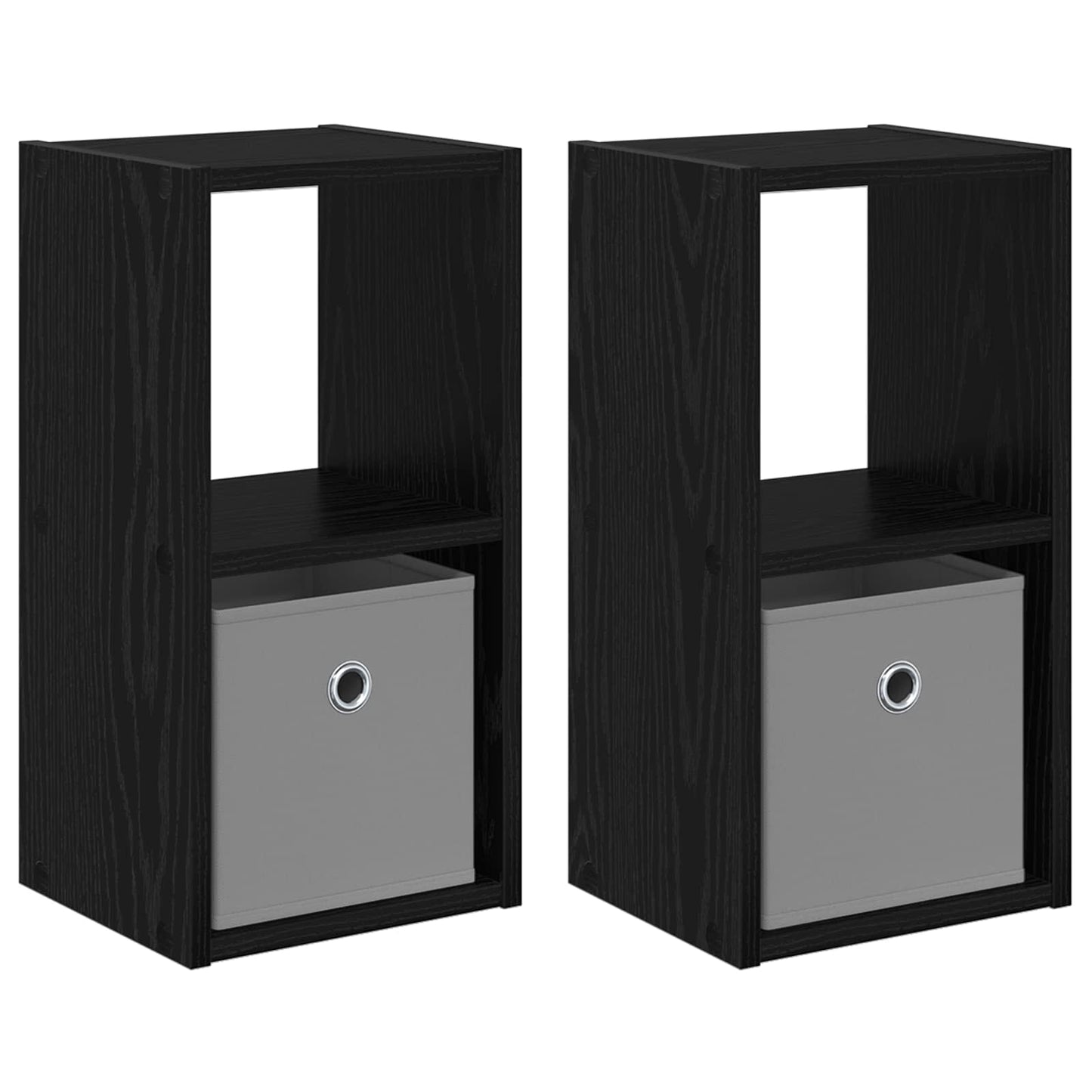 Sengebord 2 pcs Sort eg 25,5 x 22 x 49,5 cm Konstrueret træ