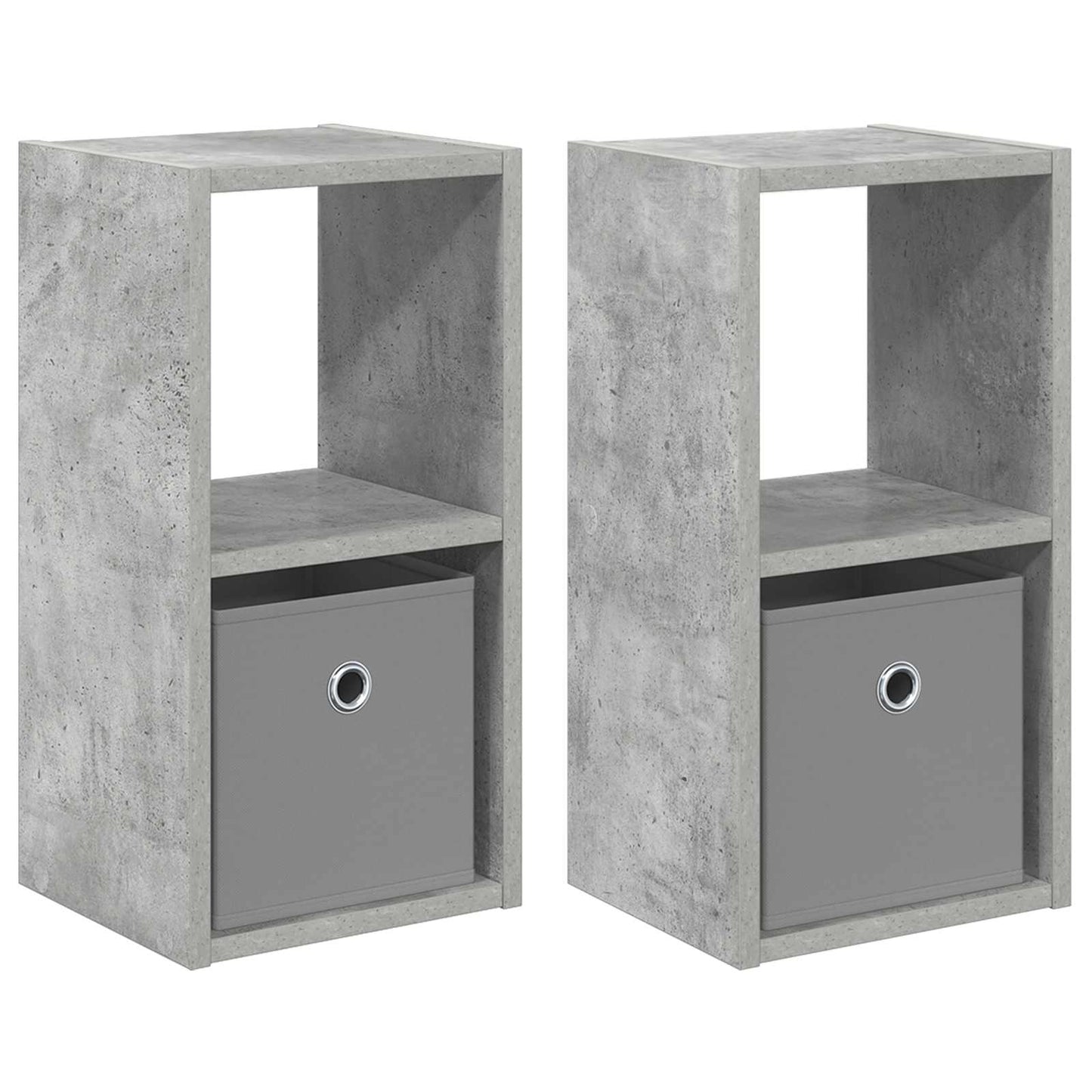 Sengebord 2 pcs Beton Grå 25,5 x 22 x 49,5 cm Konstrueret træ
