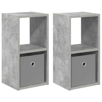 Sengebord 2 pcs Beton Grå 25,5 x 22 x 49,5 cm Konstrueret træ