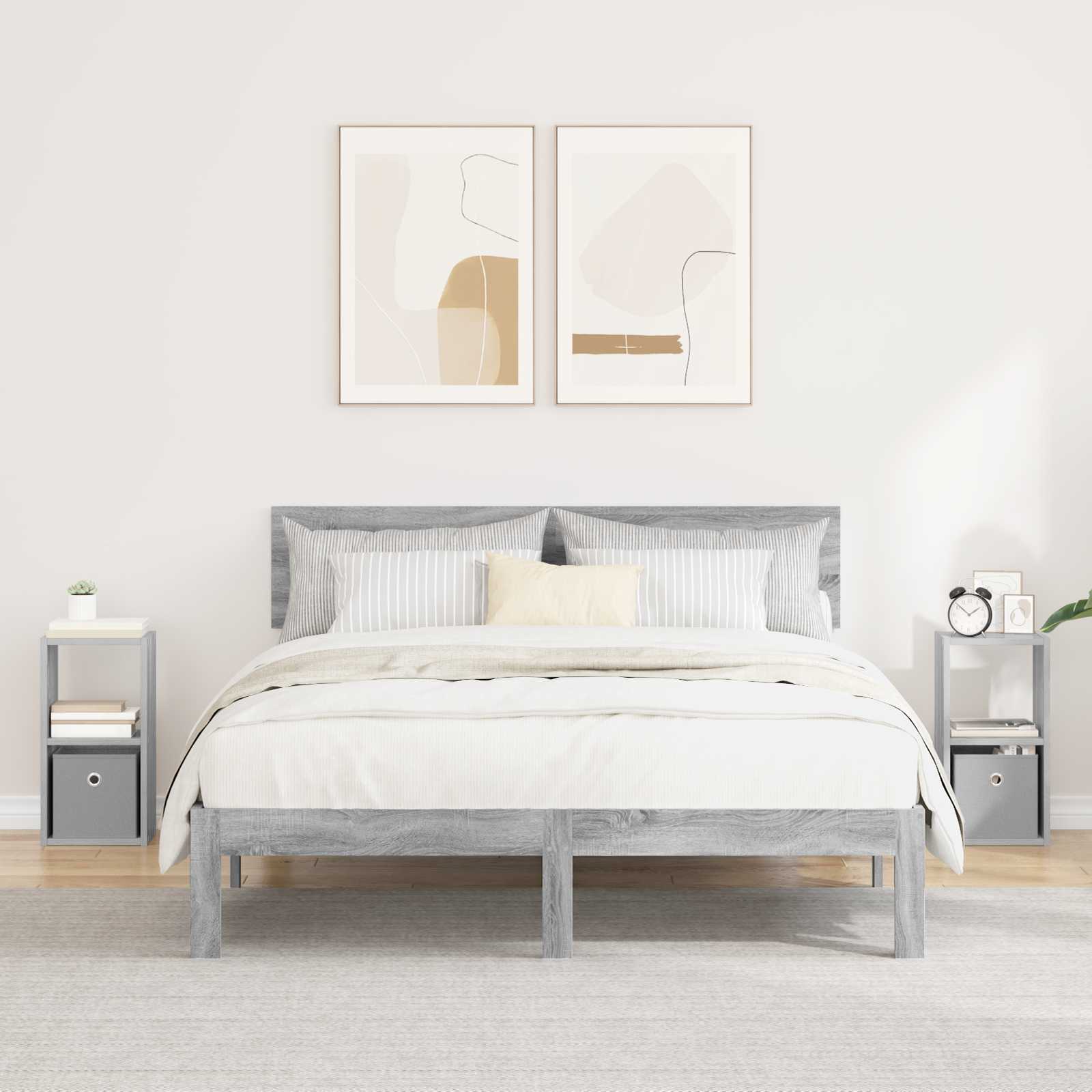 Sengebord 2 pcs Grå Sonoma 25,5 x 22 x 49,5 cm Konstrueret træ billede