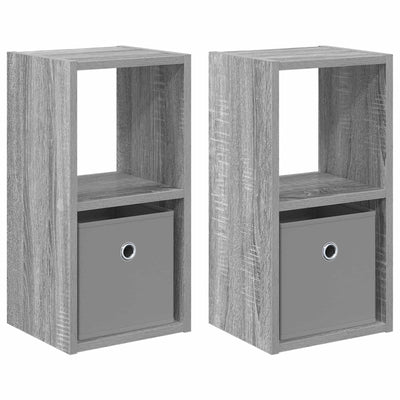 Sengebord 2 pcs Grå Sonoma 25,5 x 22 x 49,5 cm Konstrueret træ