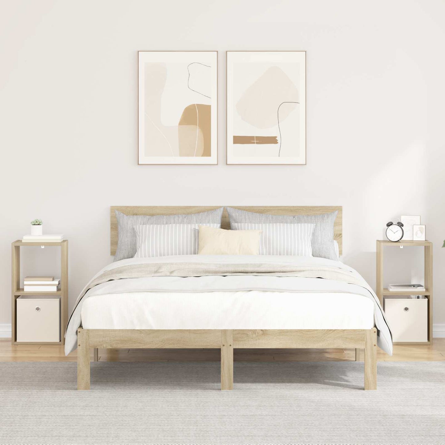 Sengebord 2 pcs Sonoma eg 30,5 x 27 x 59,5 cm Konstrueret træ