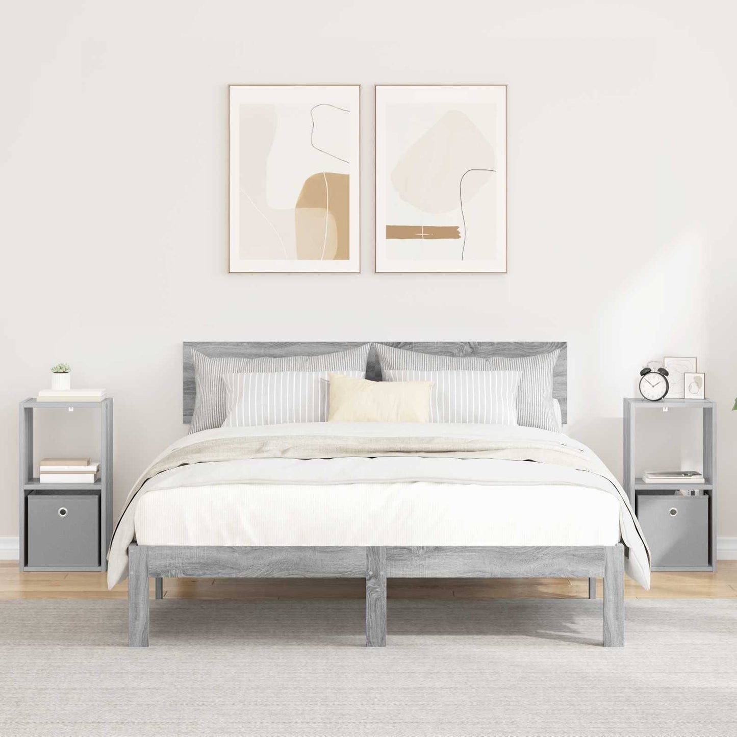 Sengebord 2 pcs Grå Sonoma 30,5 x 27 x 59,5 cm Konstrueret træ