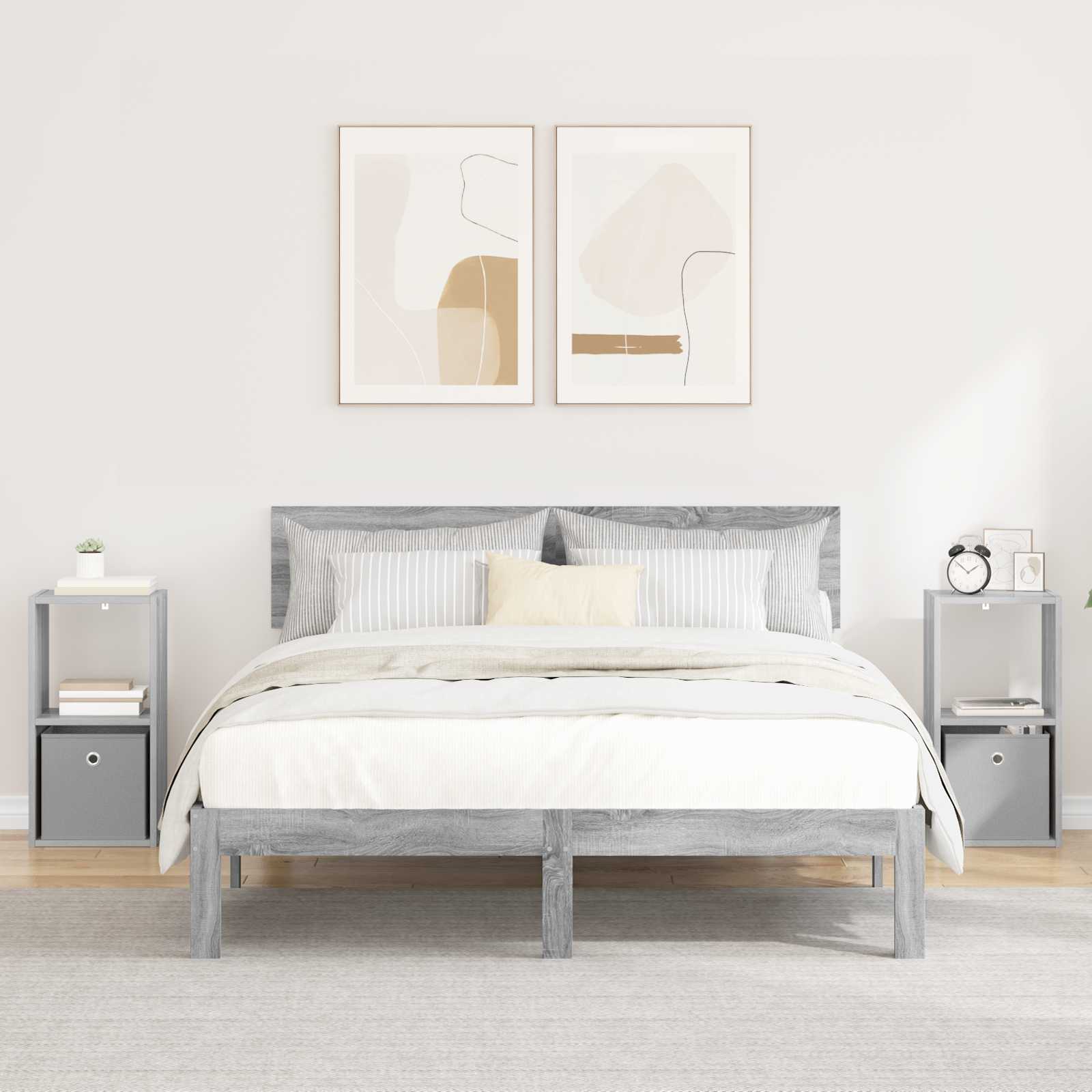 Sengebord 2 pcs Grå Sonoma 30,5 x 27 x 59,5 cm Konstrueret træ billede