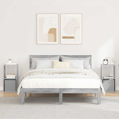 Sengebord 2 pcs Grå Sonoma 30,5 x 27 x 59,5 cm Konstrueret træ