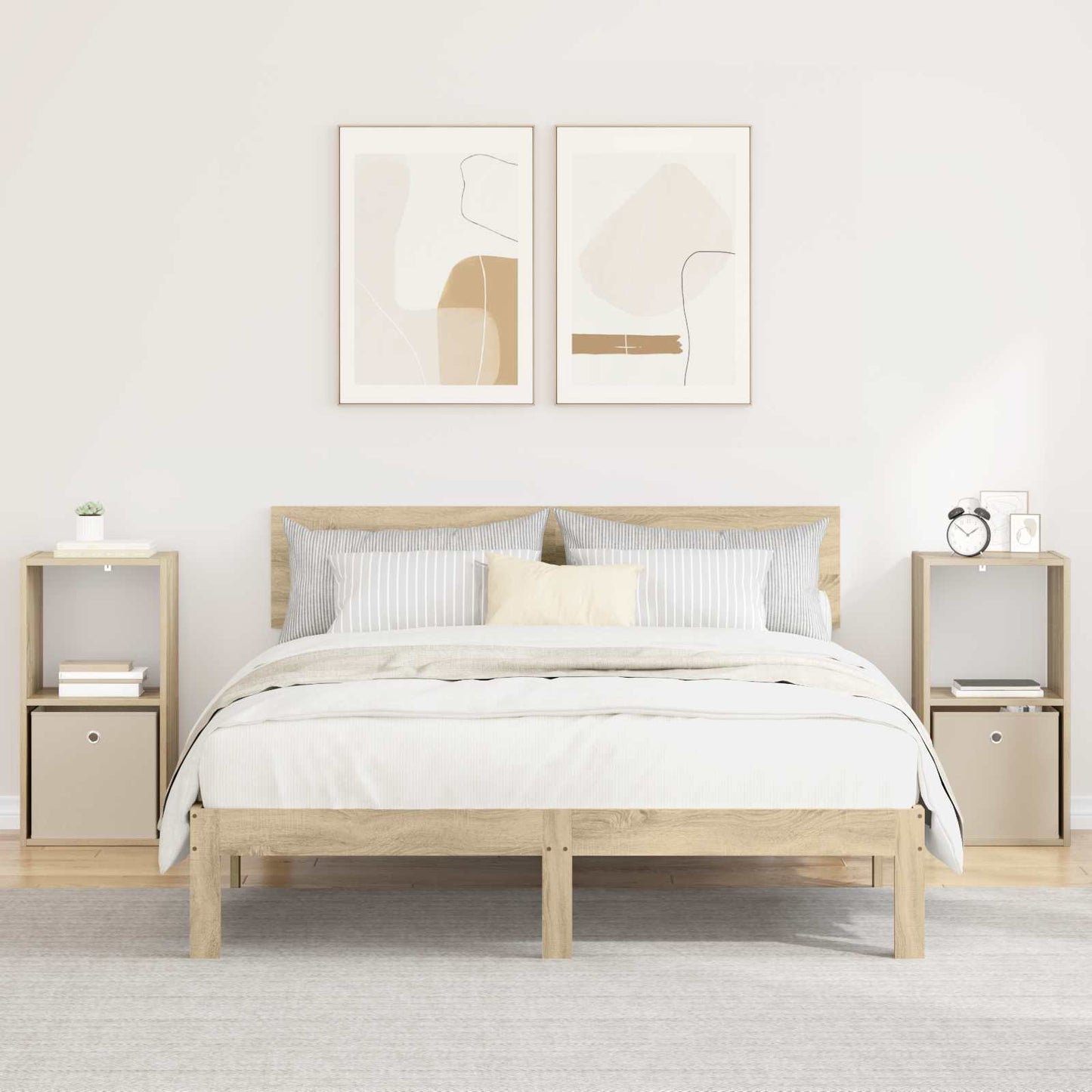 Sengebord 2 pcs Sonoma eg 35 x 32 x 68,5 cm Konstrueret træ