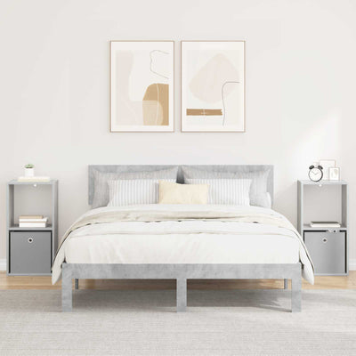 Sengebord 2 pcs Beton Grå 35 x 32 x 68,5 cm Konstrueret træ