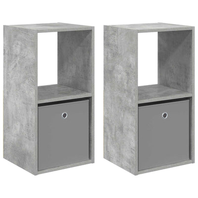 Sengebord 2 pcs Beton Grå 35 x 32 x 68,5 cm Konstrueret træ