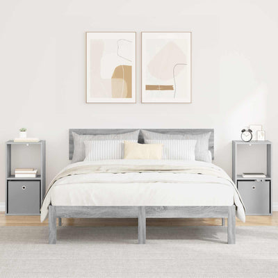 Sengebord 2 pcs Grå Sonoma 35 x 32 x 68,5 cm Konstrueret træ