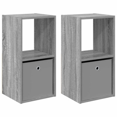 Sengebord 2 pcs Grå Sonoma 35 x 32 x 68,5 cm Konstrueret træ