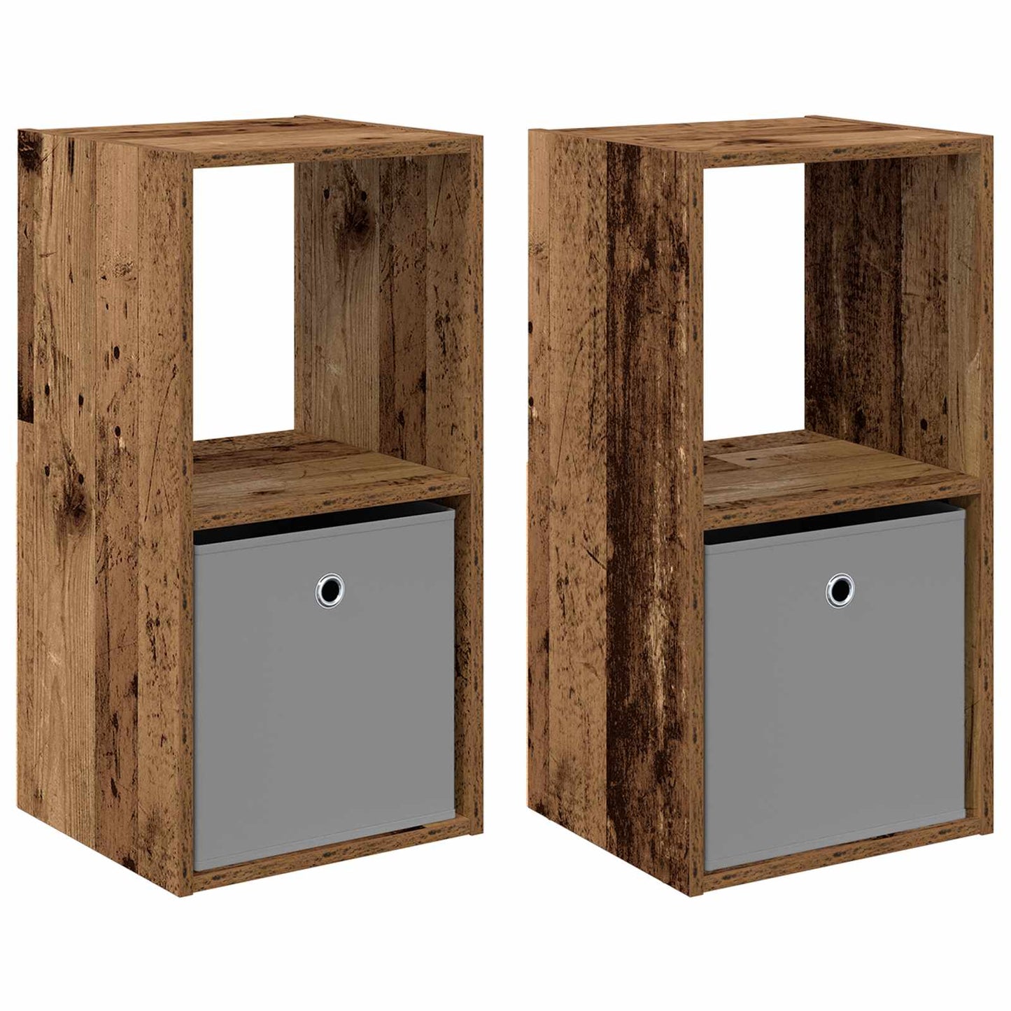 Sengebord 2 pcs Gammelt træ 35 x 32 x 68,5 cm Konstrueret træ