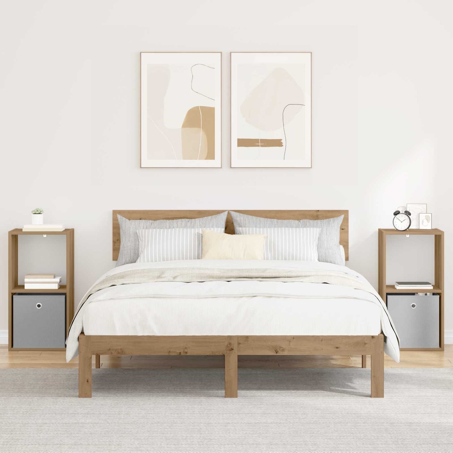 Sengebord med skuffe 2 pcs Artisan Egetræ 35 x 32 x 68,5 cm