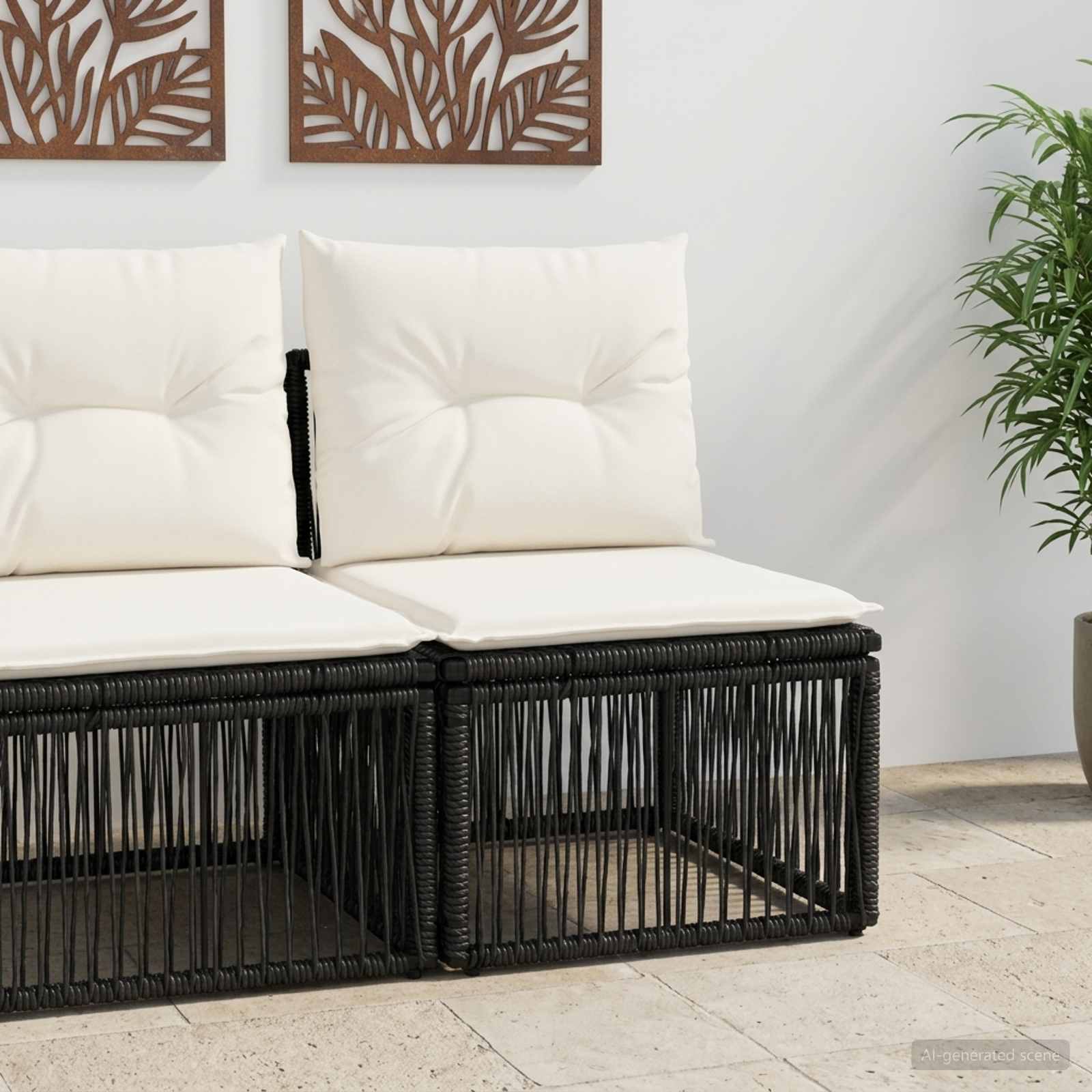 Armløs sofa enhed Sort polyrattan billede