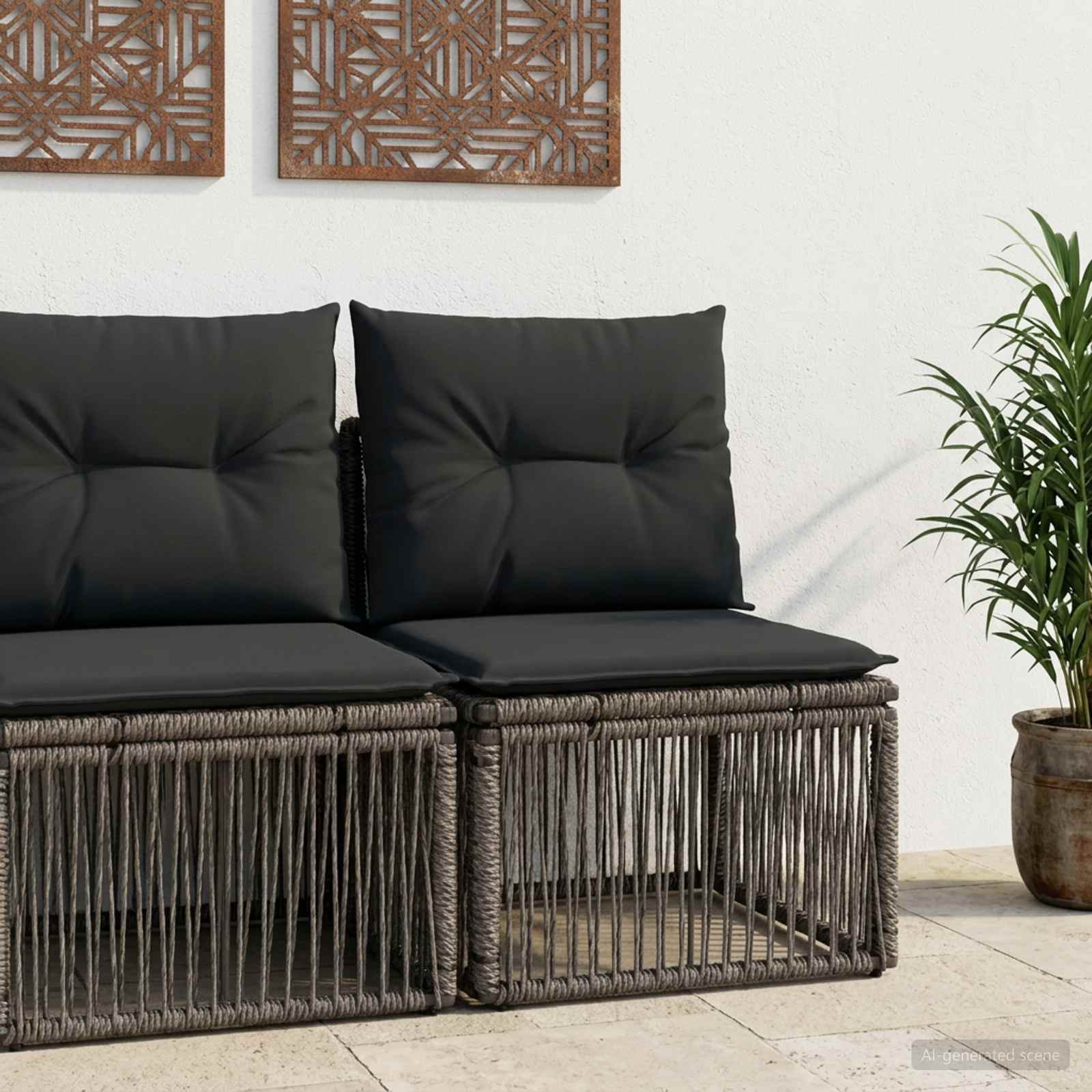 Armløs sofa enhed Grå polyrattan billede