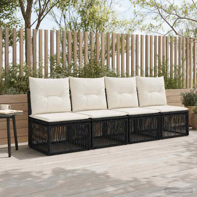 4-sæders sofa 4 pcs 4-Antal sæder Sort polyrattan
