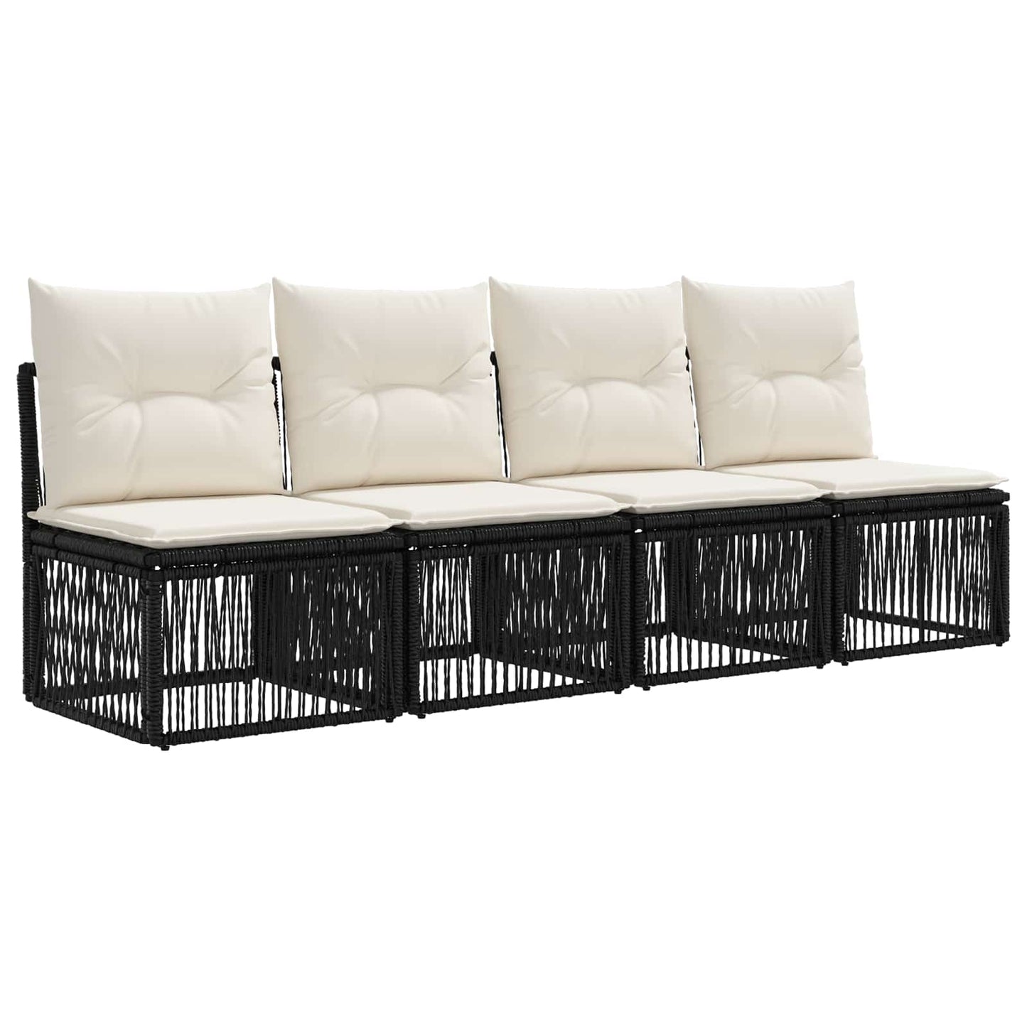 4-sæders sofa 4 pcs 4-Antal sæder Sort polyrattan