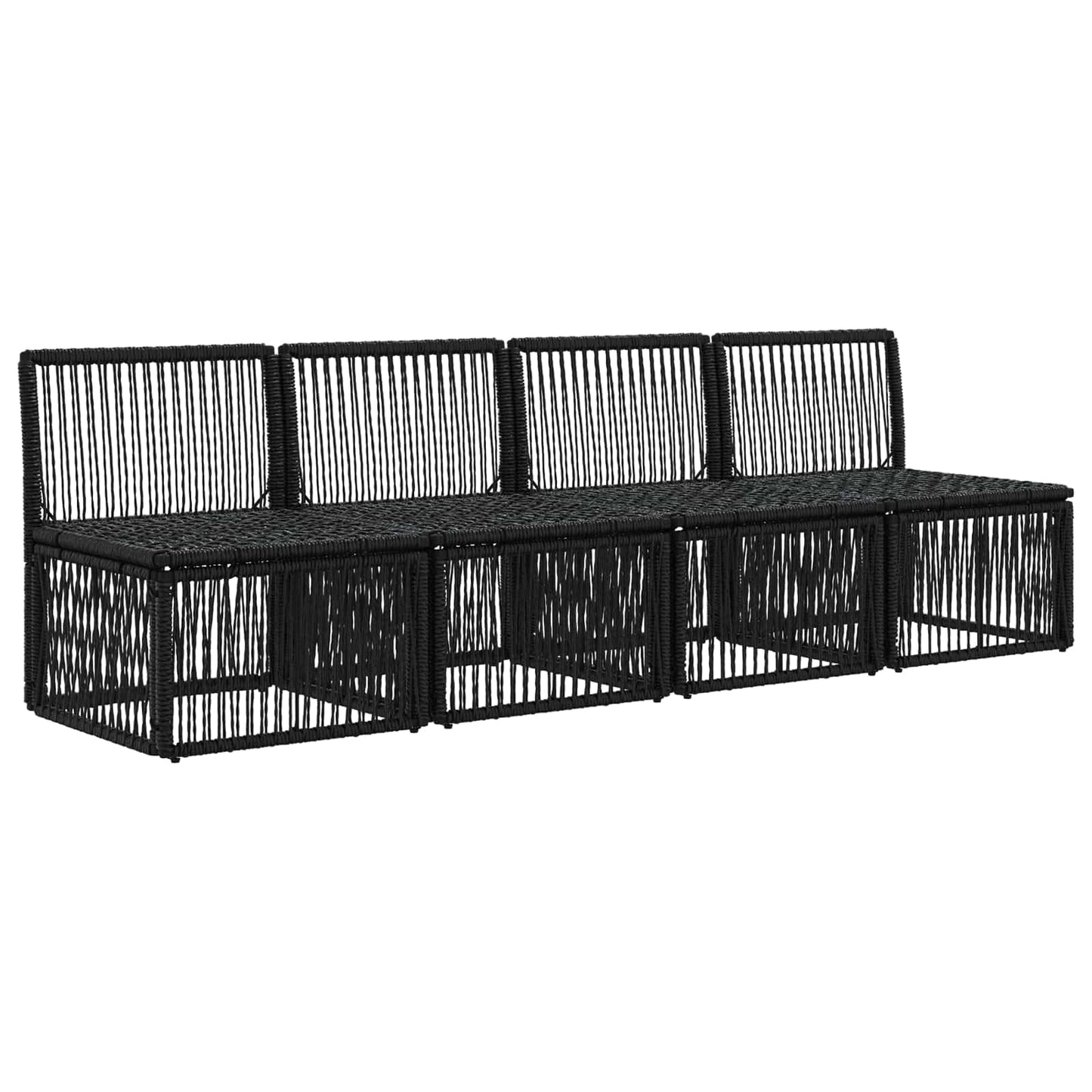 4-sæders sofa 4 pcs 4-Antal sæder Sort polyrattan