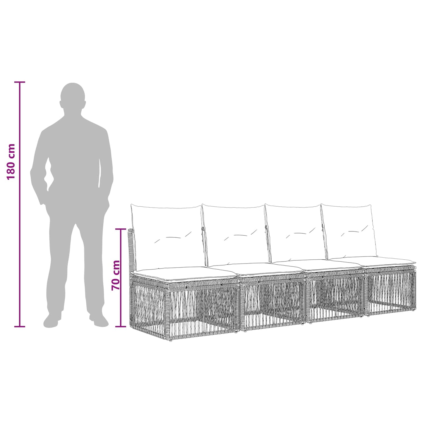 4-sæders sofa 4 pcs 4-Antal sæder Sort polyrattan