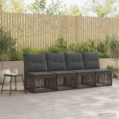 4-sæders sofa 4 pcs 4-Antal sæder Grå polyrattan