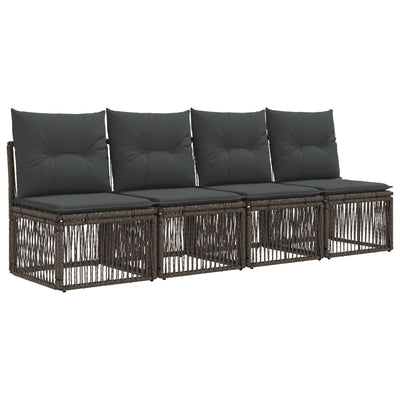 4-sæders sofa 4 pcs 4-Antal sæder Grå polyrattan