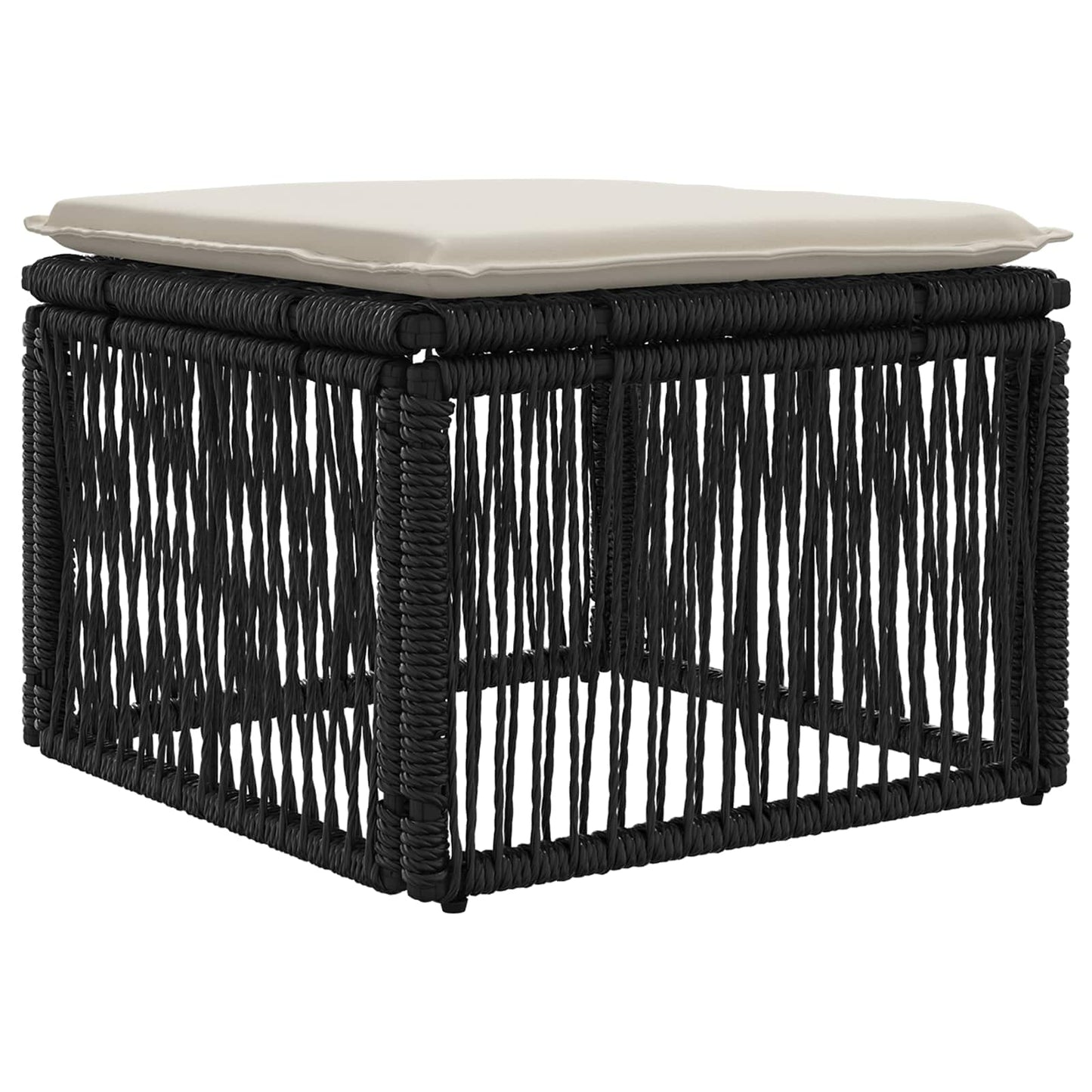 Fodskammel Sort polyrattan
